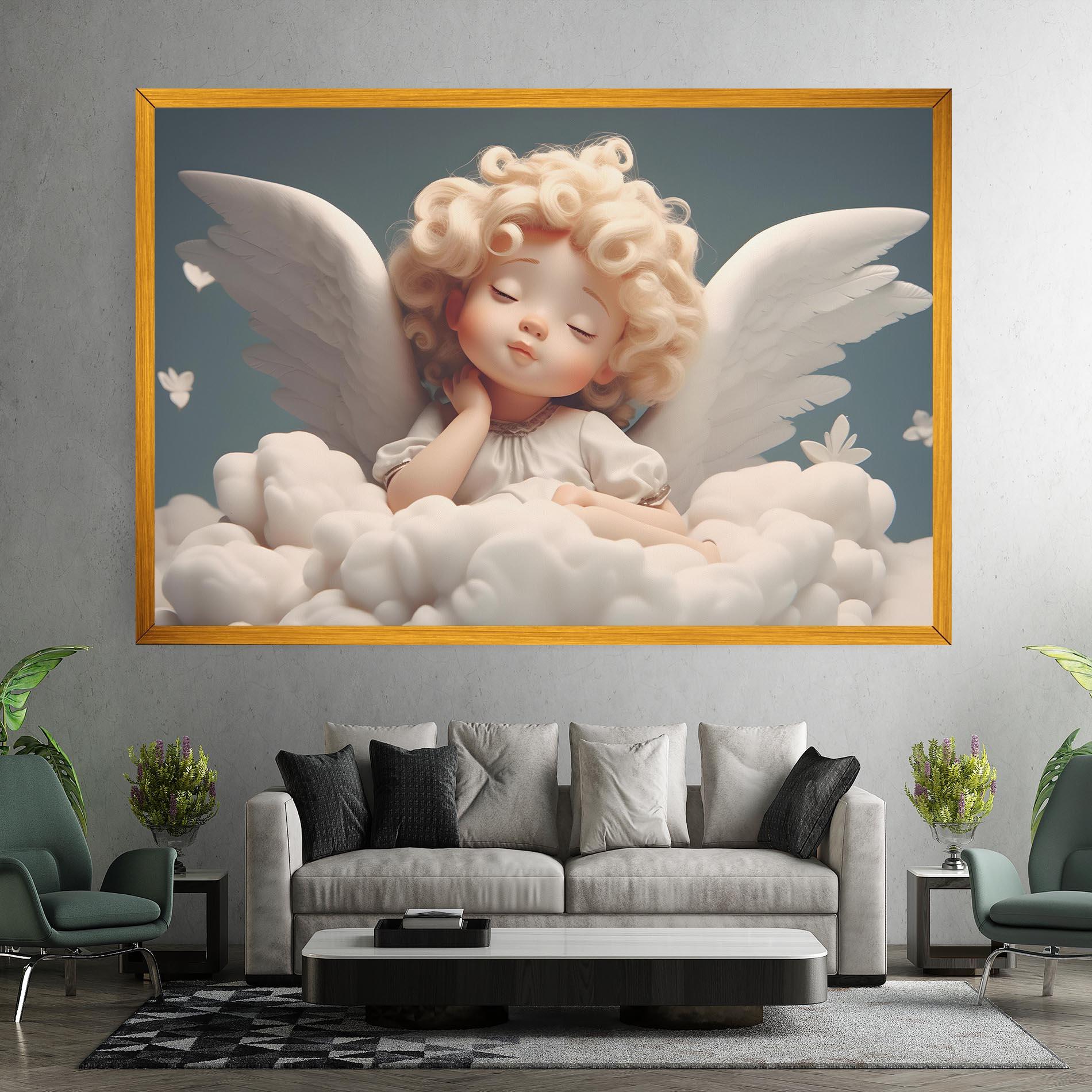 Leinwandbild Statue Baby Angel mockup 7