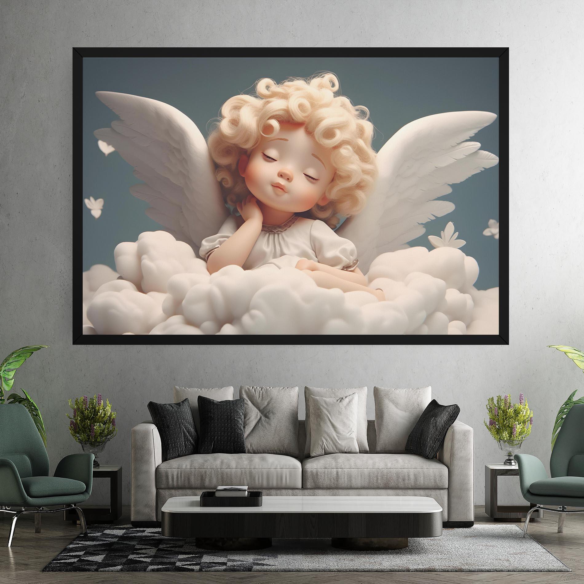 Leinwandbild Statue Baby Angel mockup 7