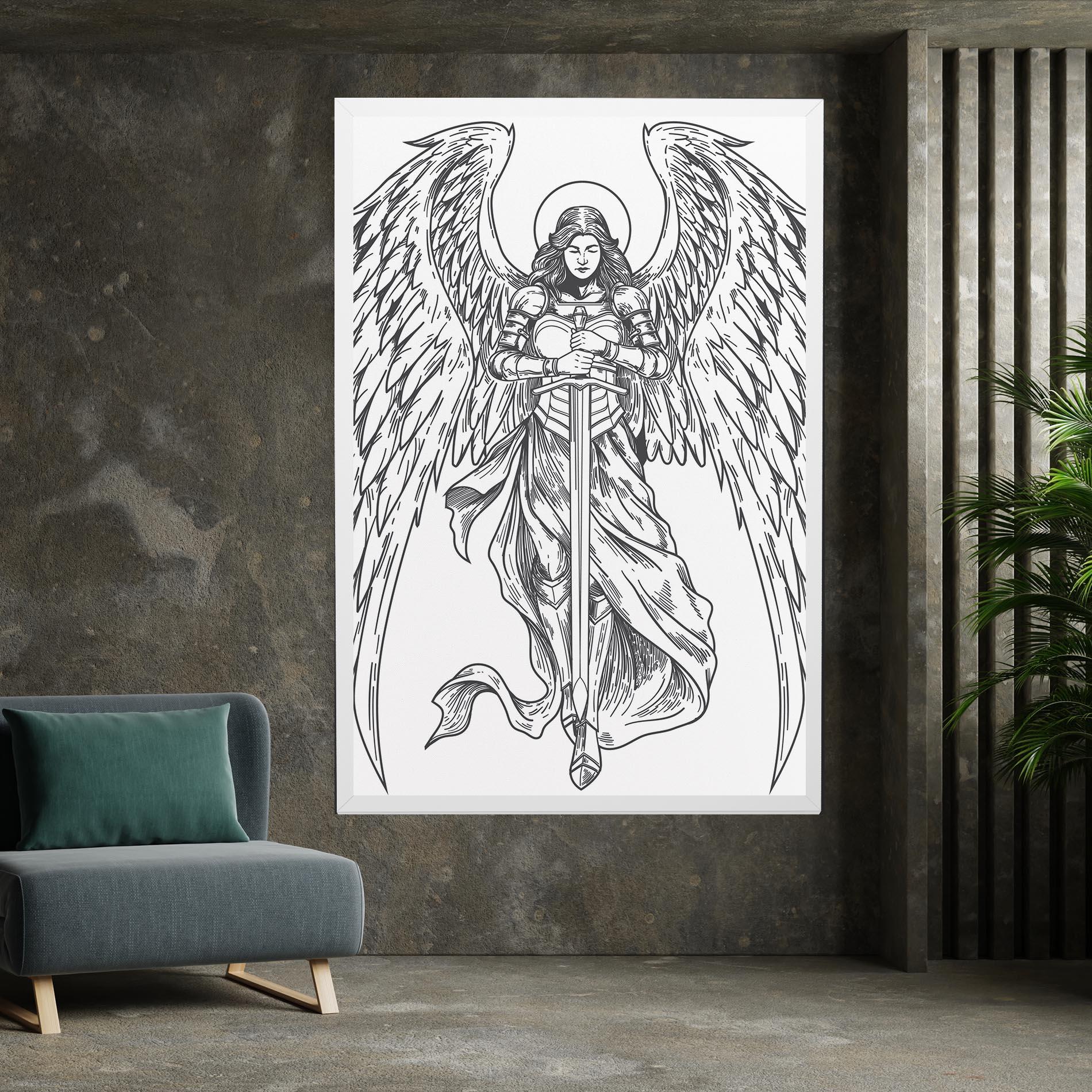 Leinwandbild Grey Line Angel mockup 7