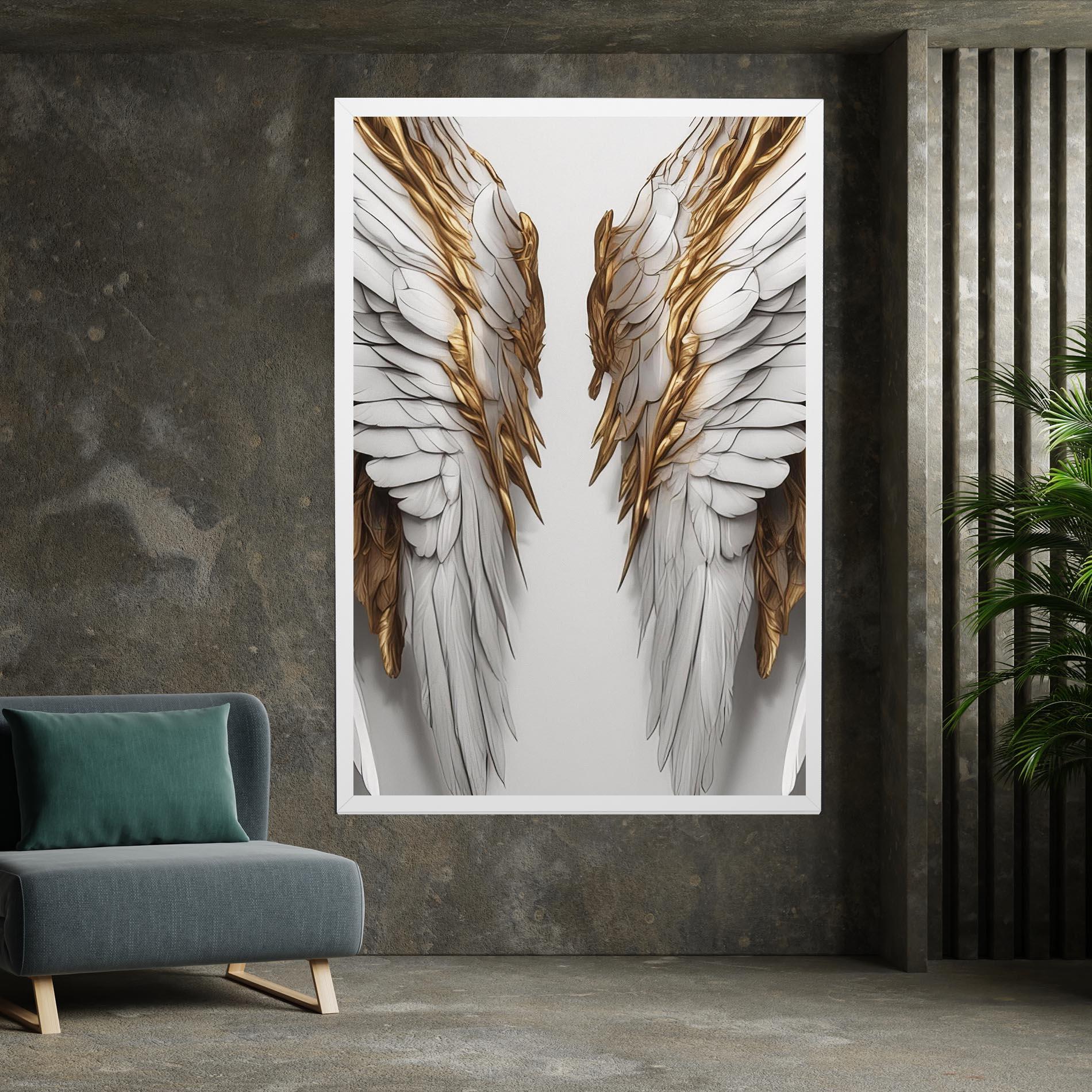 Leinwandbild Realistic Gold Angel Wings mockup 7