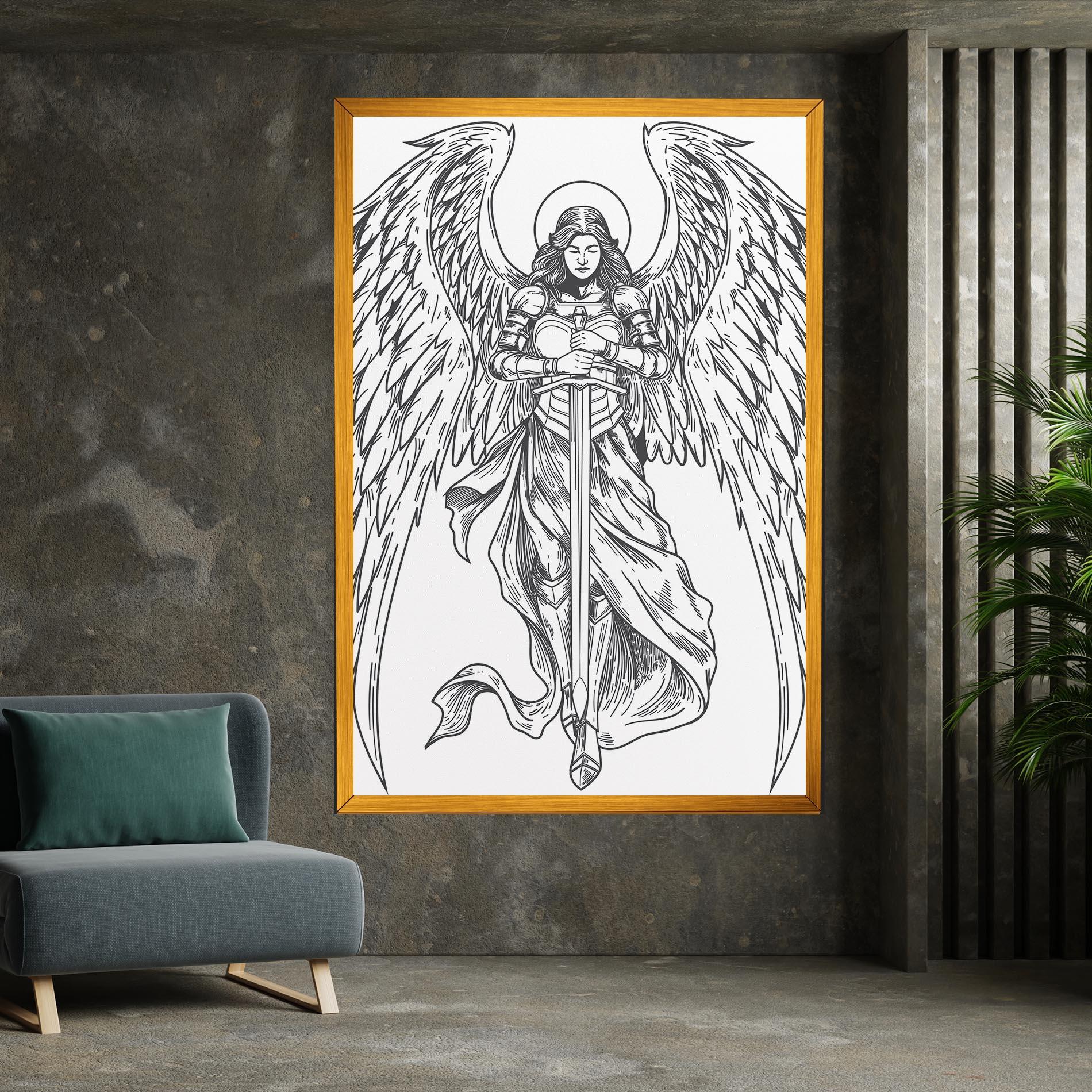 Leinwandbild Grey Line Angel mockup 7