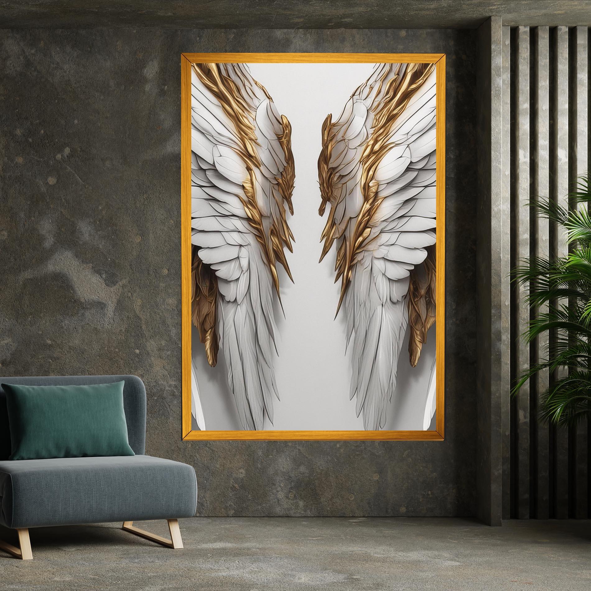 Leinwandbild Realistic Gold Angel Wings mockup 7