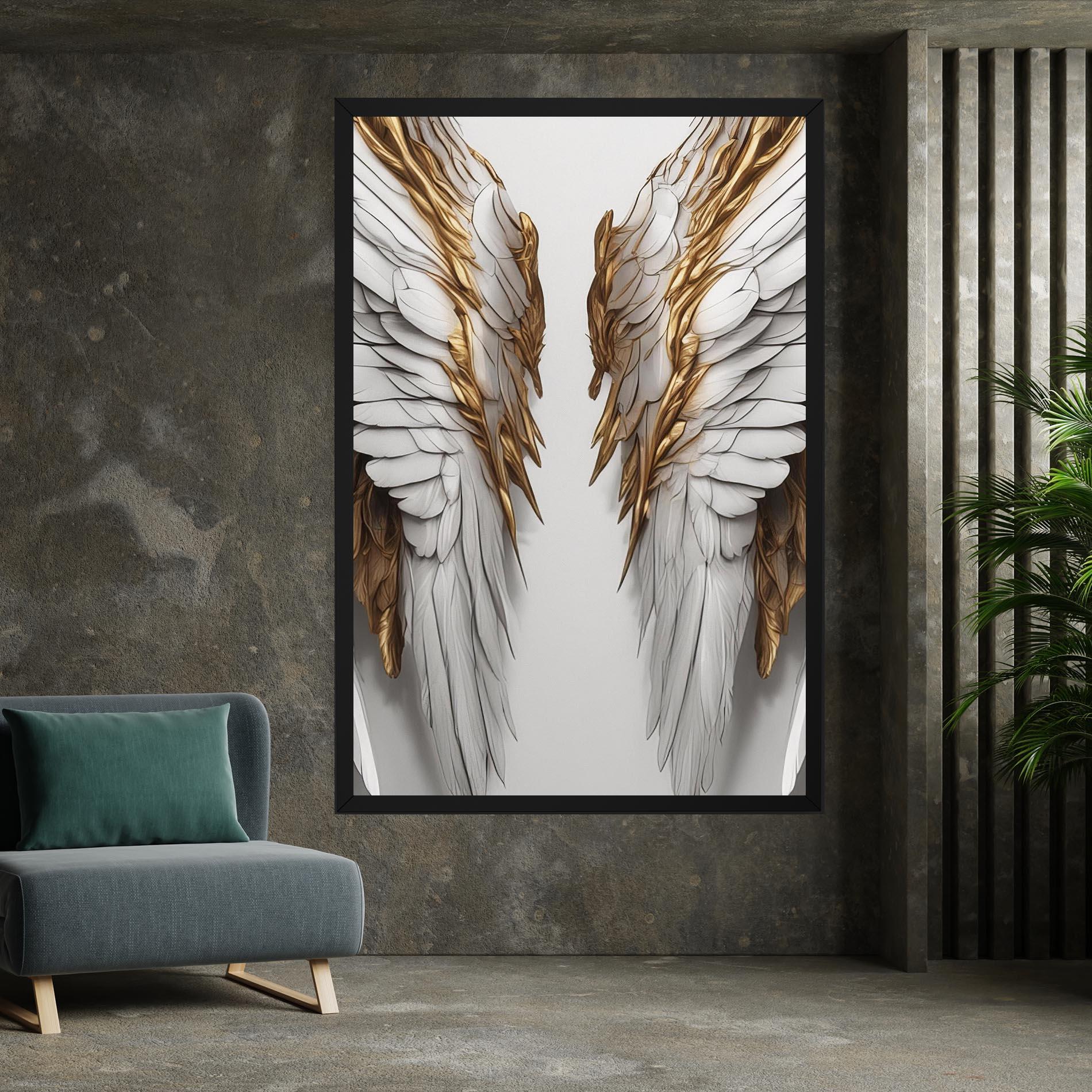 Leinwandbild Realistic Gold Angel Wings mockup 7