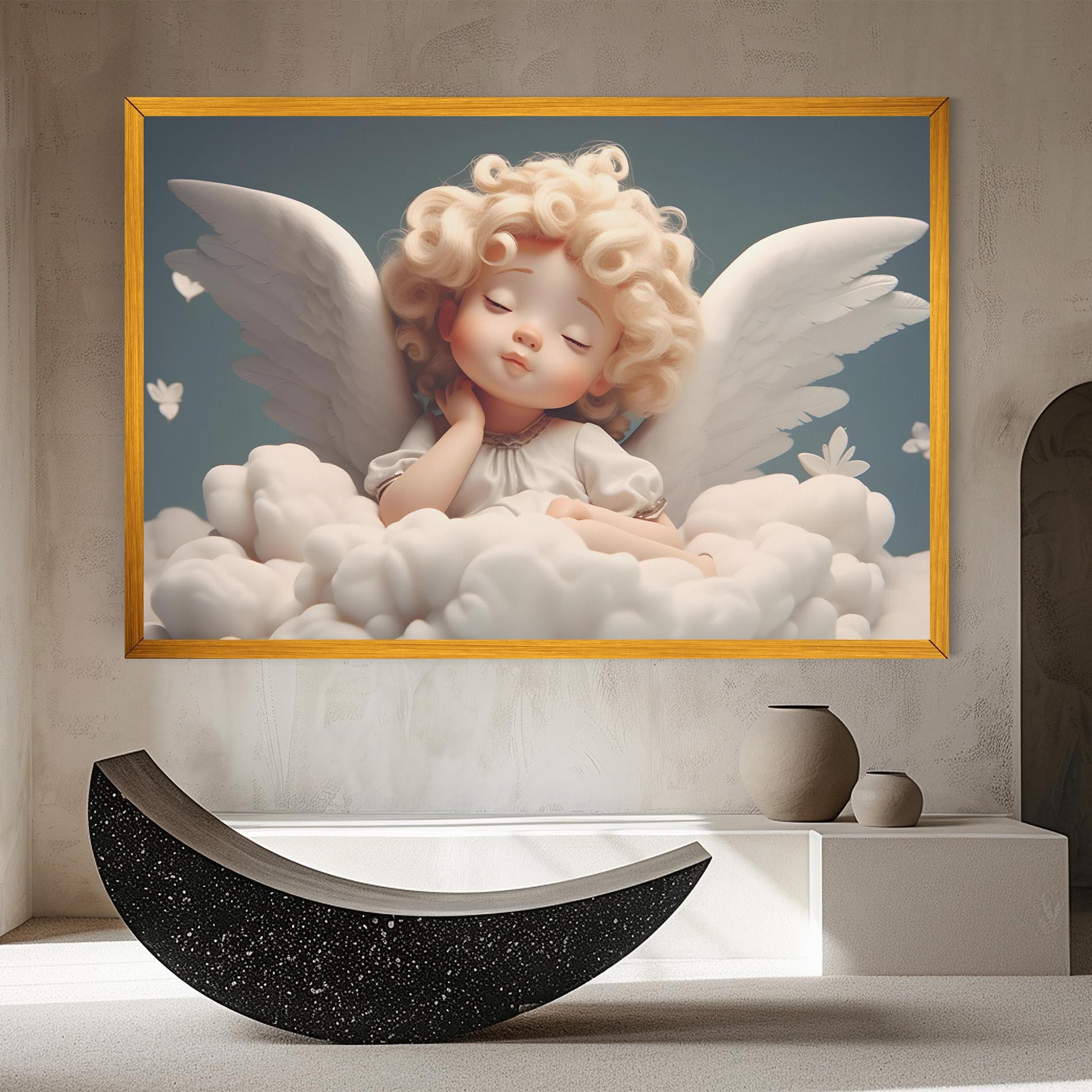 Leinwandbild Statue Baby Angel mockup 8