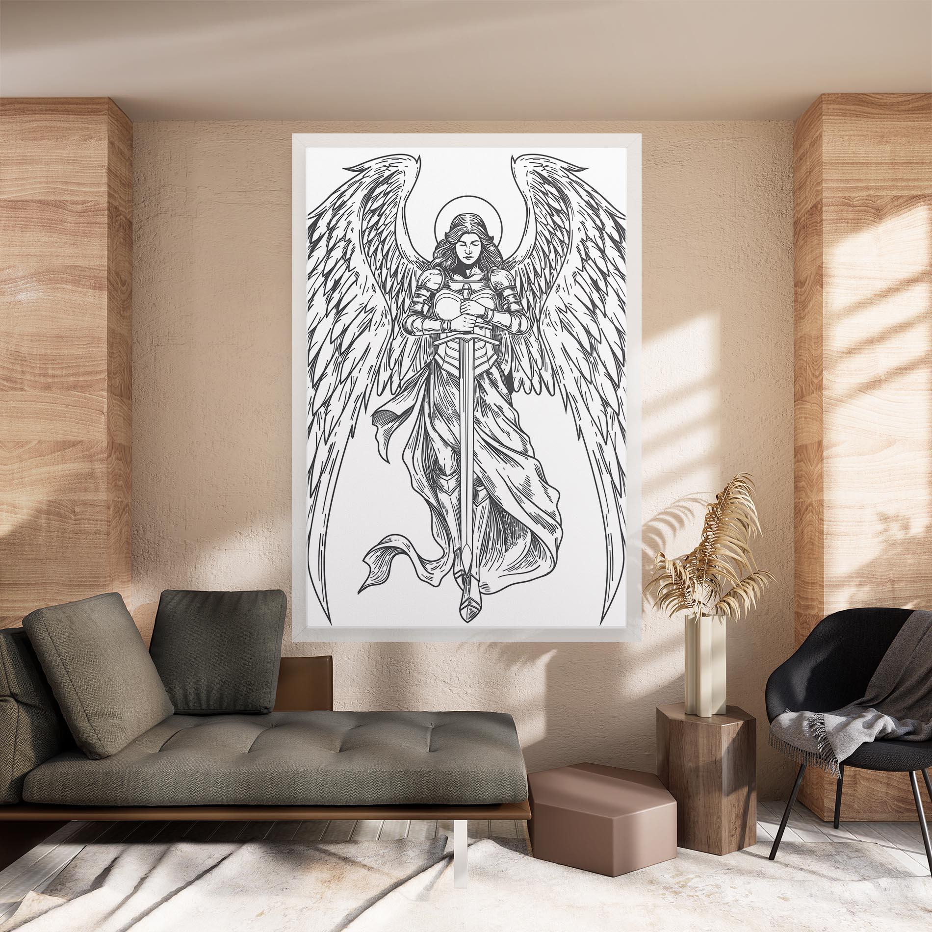 Leinwandbild Grey Line Angel mockup 8