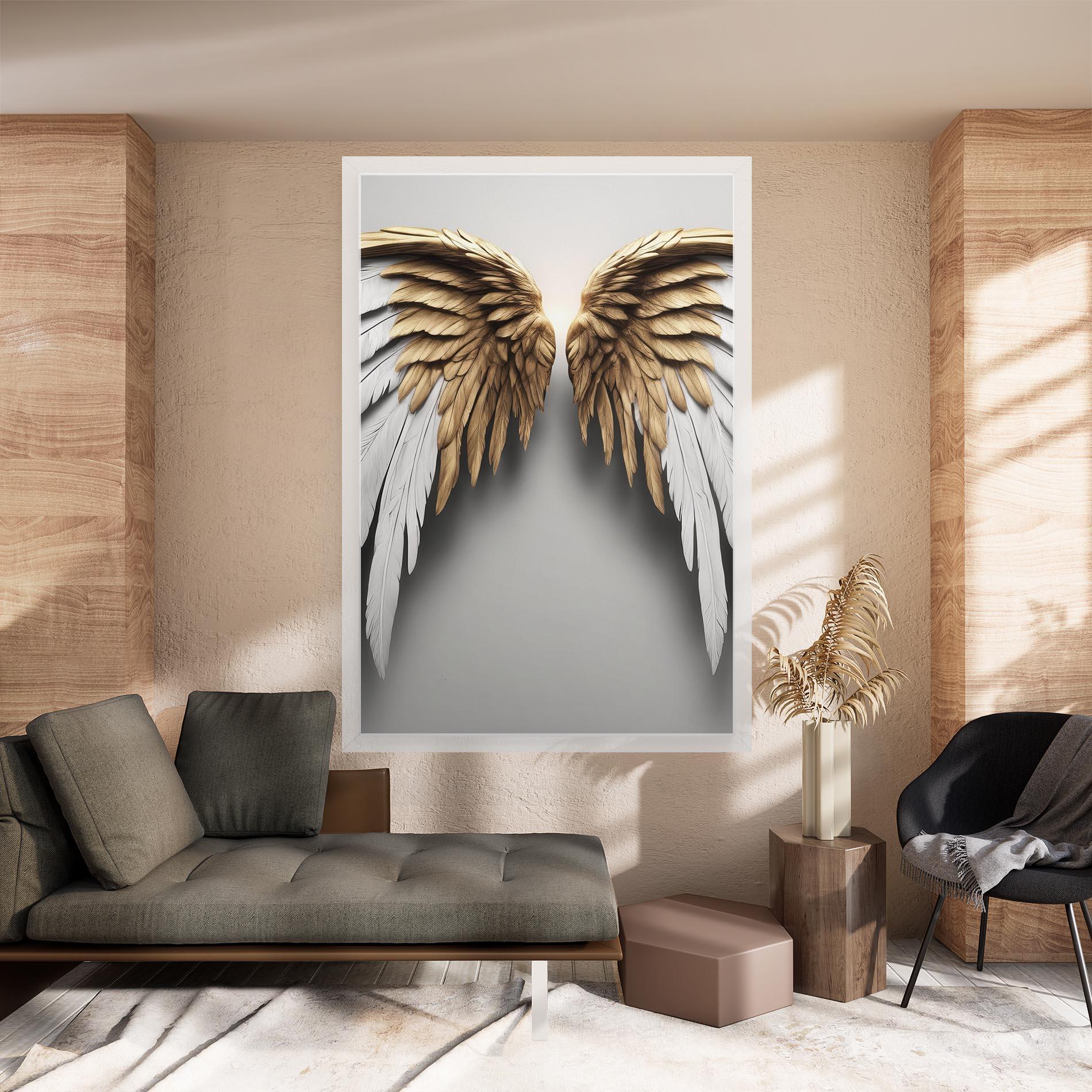 Leinwandbild Realistic Angel Wings mockup 8
