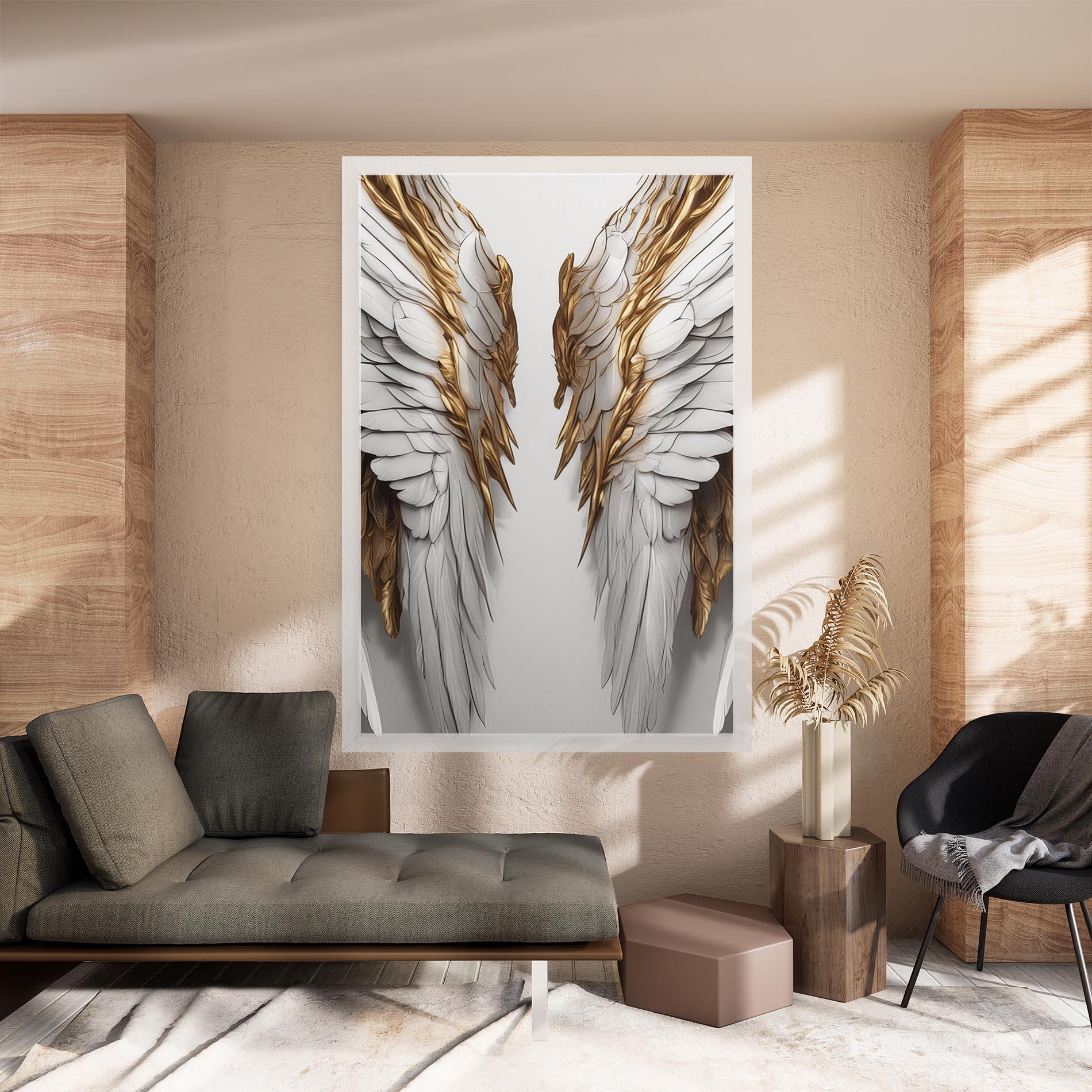 Leinwandbild Realistic Gold Angel Wings mockup 8
