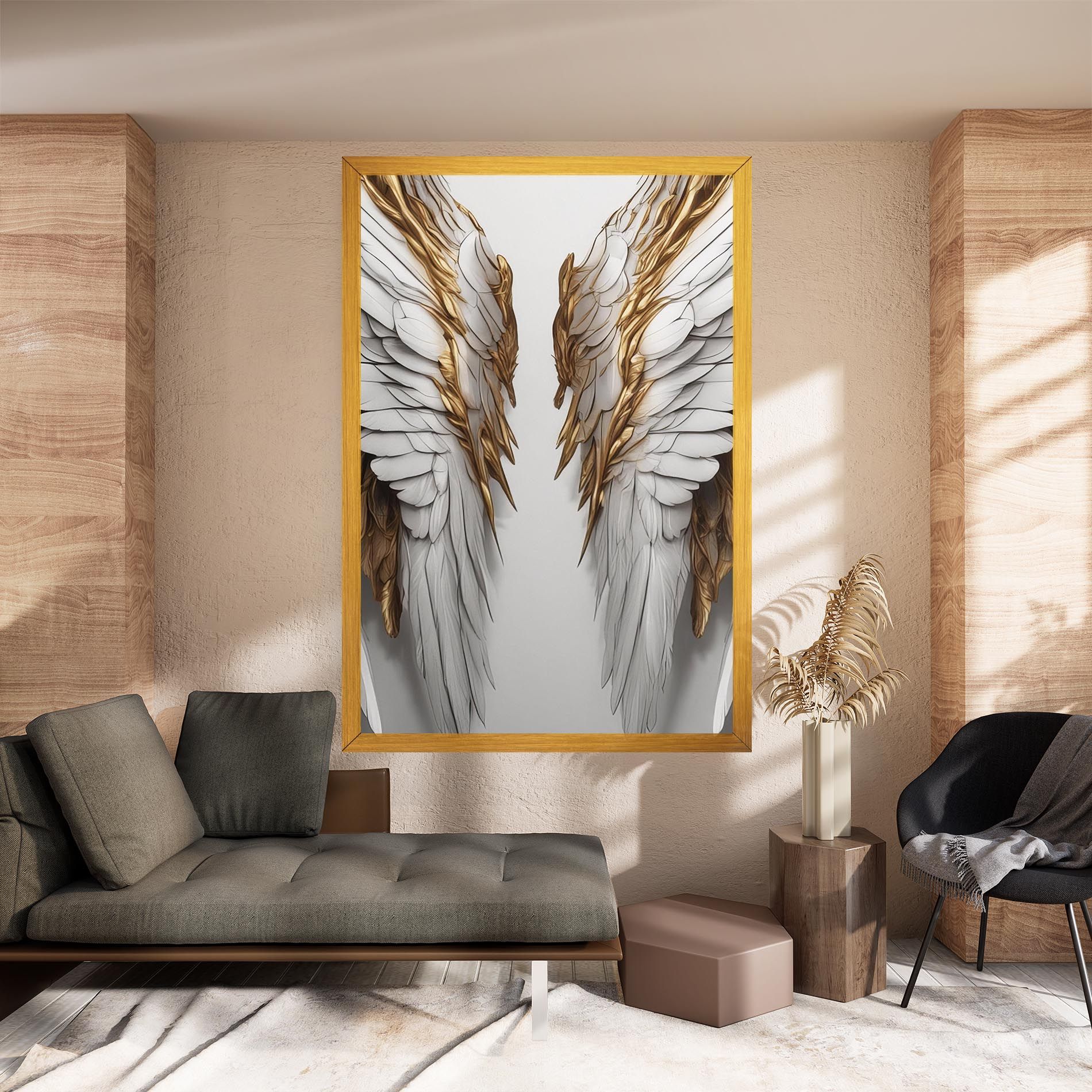Realistic Gold Angel Wings mockup 8