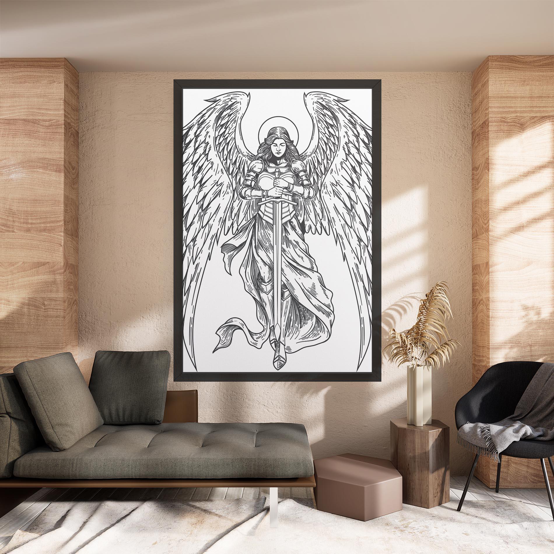 Leinwandbild Grey Line Angel mockup 8