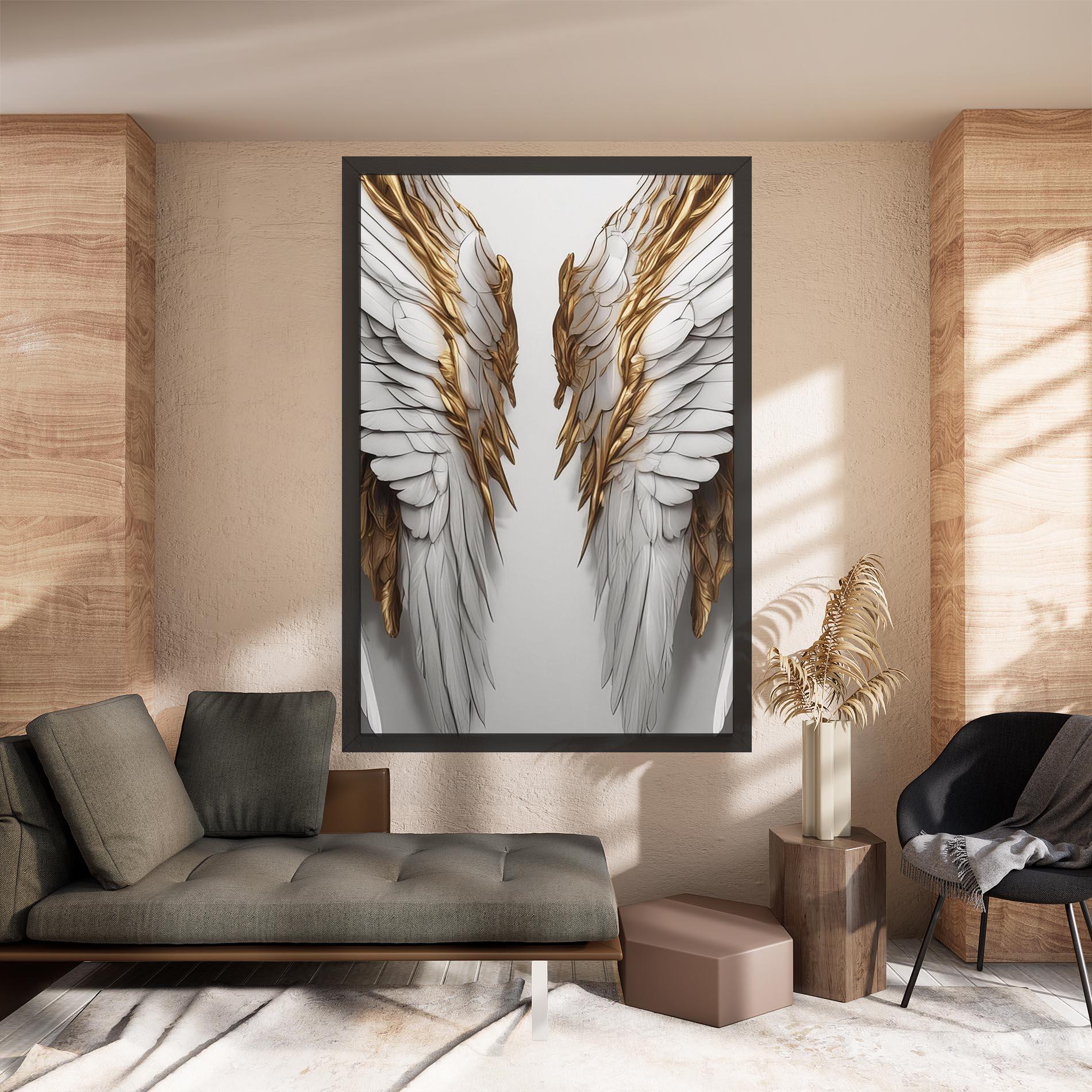 Leinwandbild Realistic Gold Angel Wings mockup 8