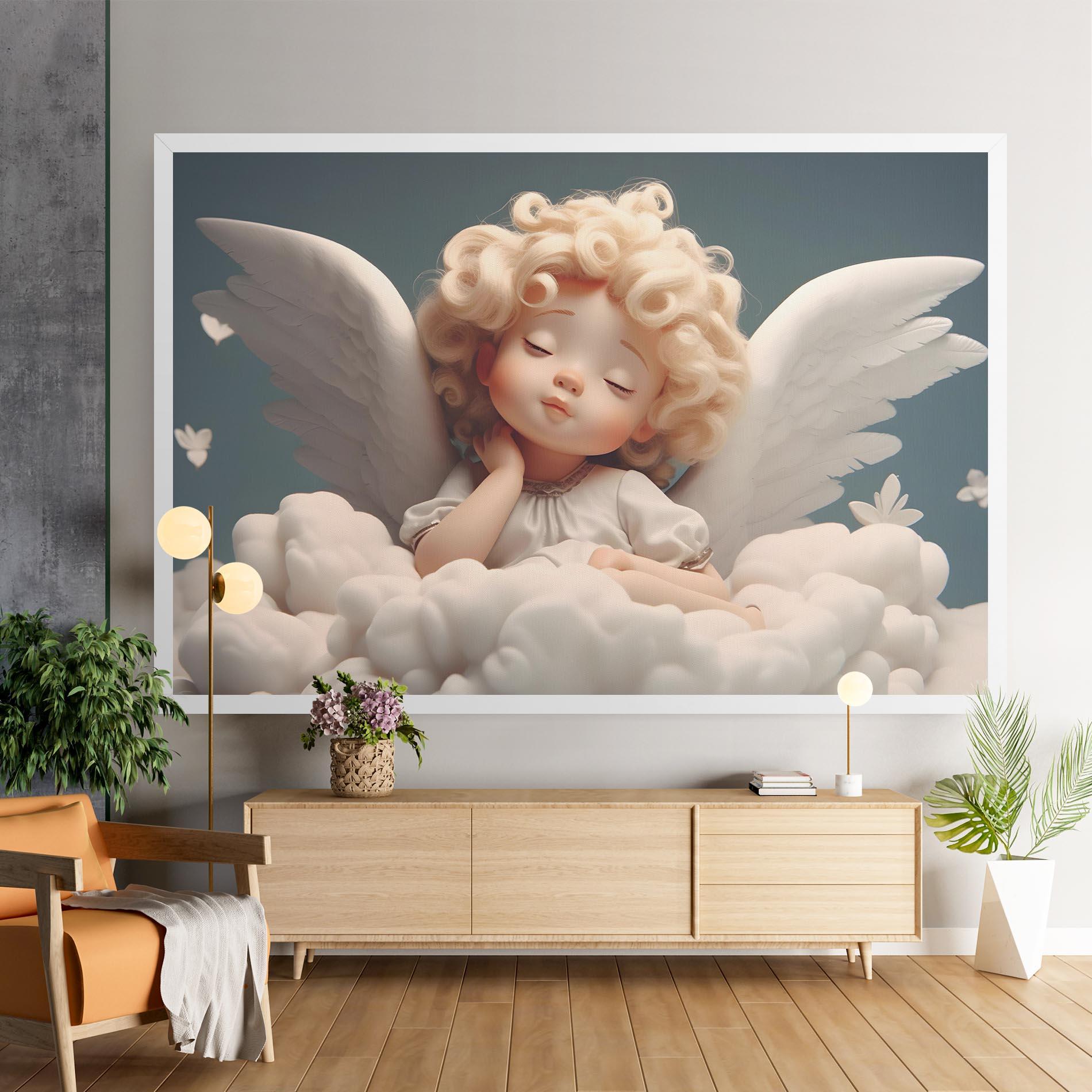 Leinwandbild Statue Baby Angel mockup 9