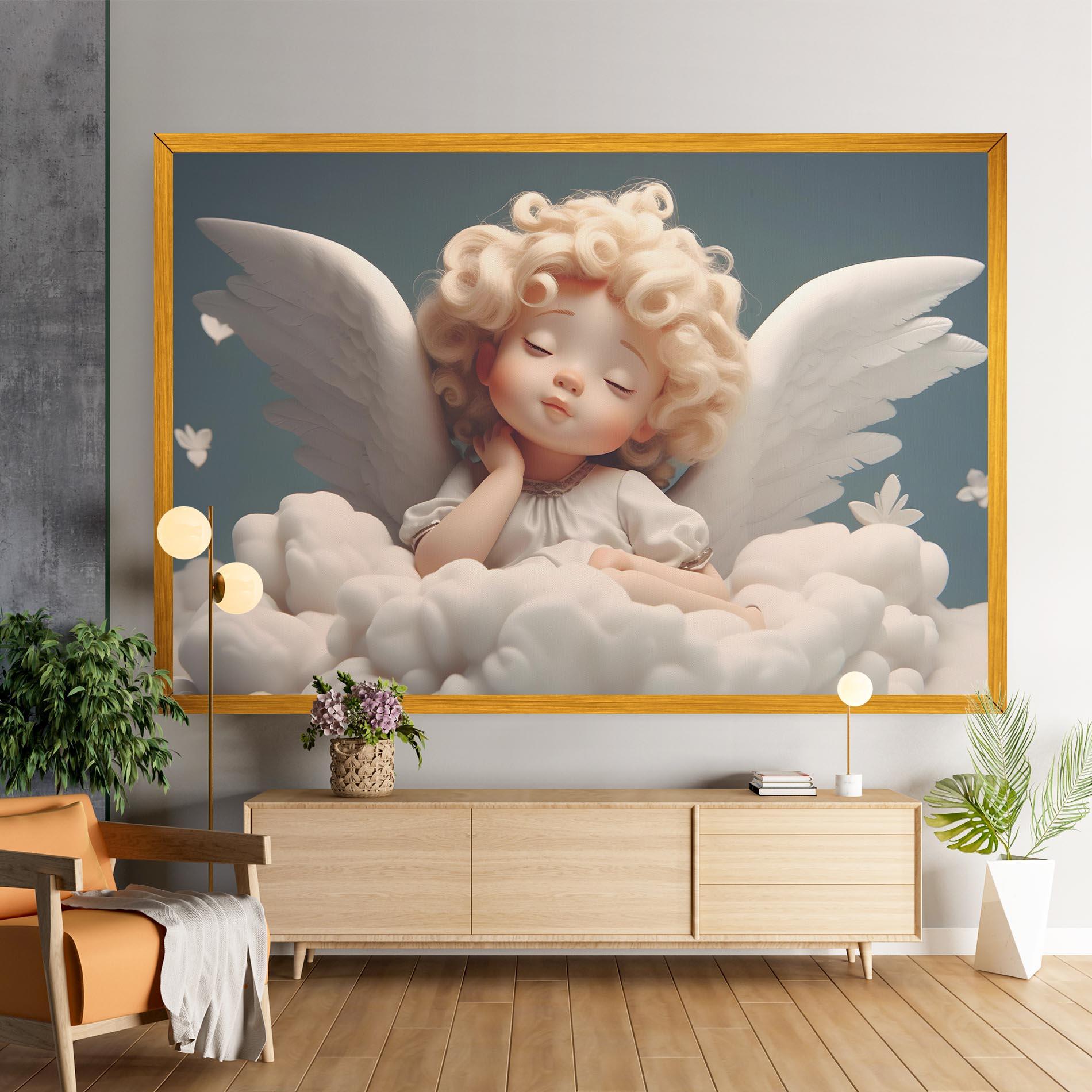 Leinwandbild Statue Baby Angel mockup 9