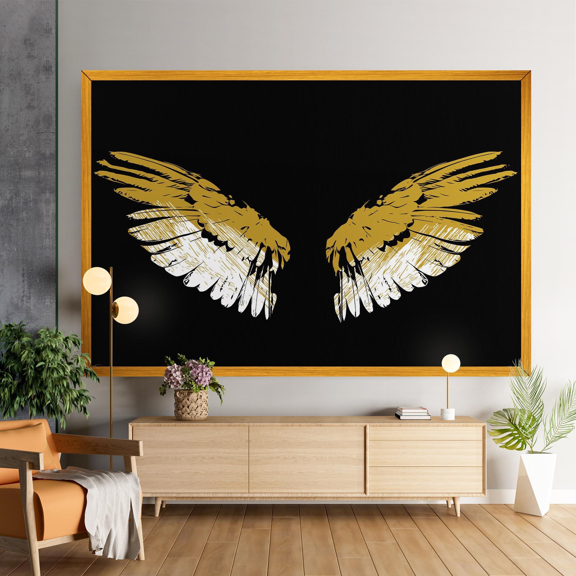 Leinwandbild White Yellow Wings mockup 9