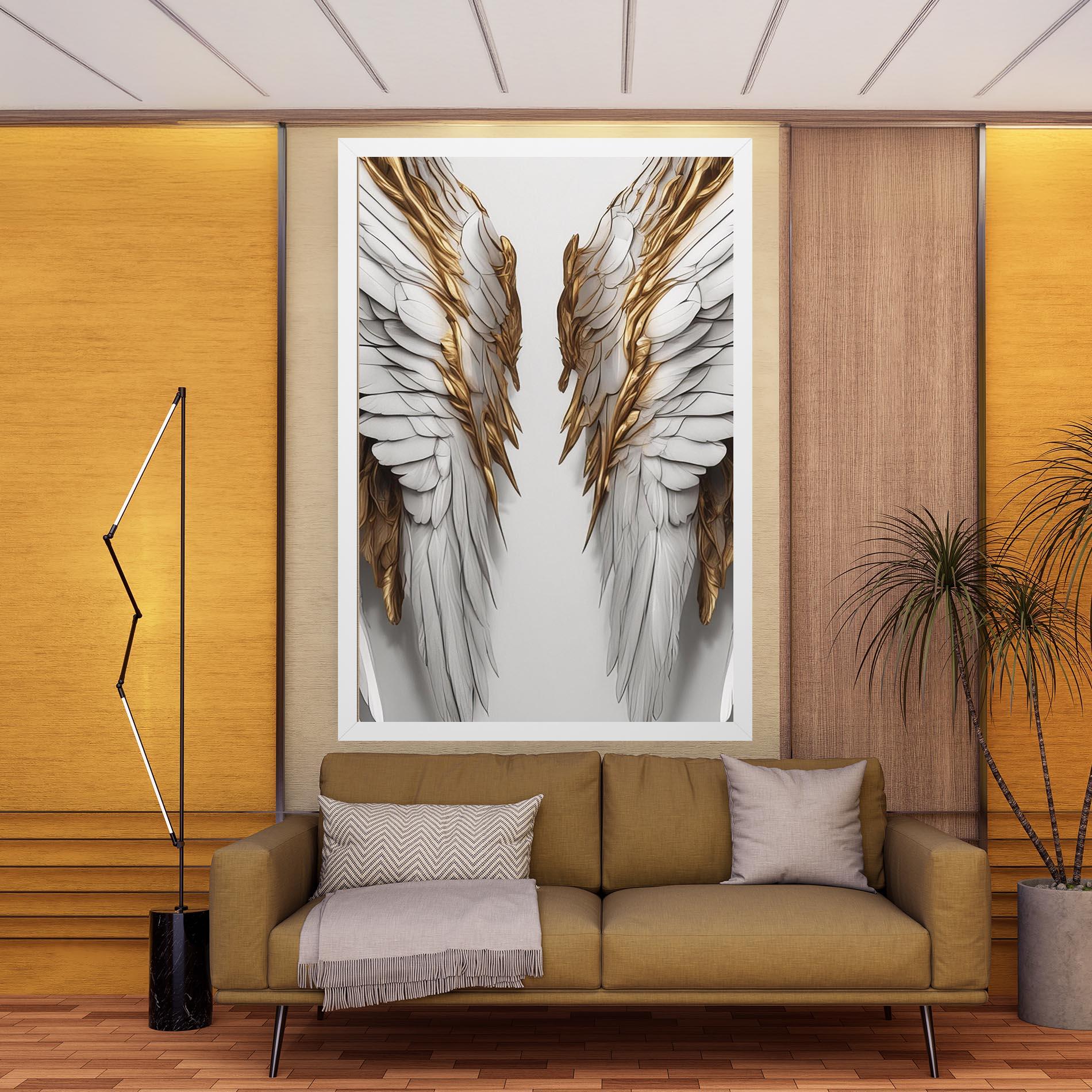 Leinwandbild Realistic Gold Angel Wings mockup 9