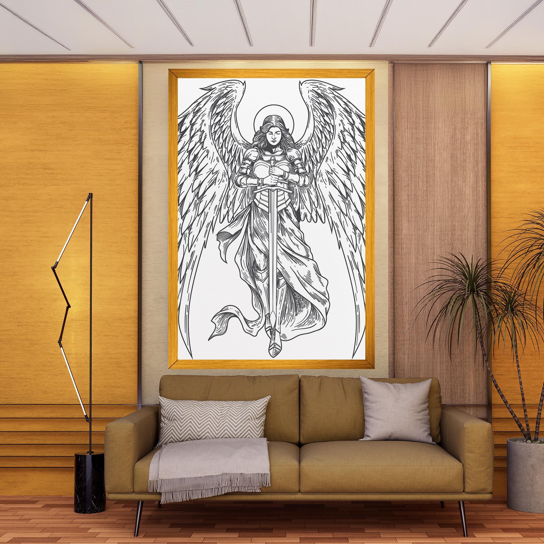 Leinwandbild Grey Line Angel mockup 9