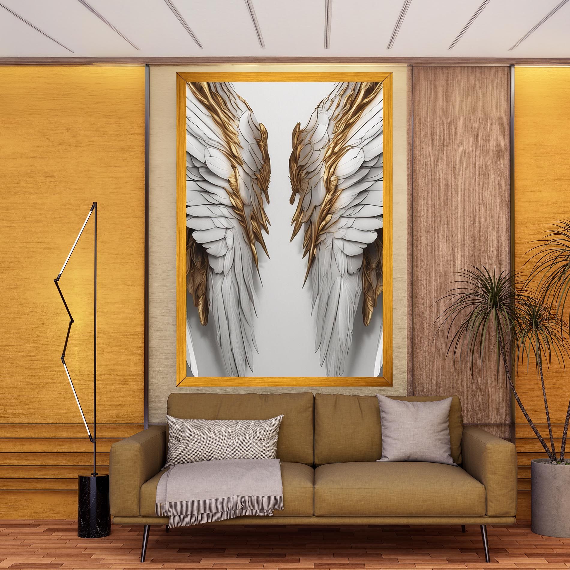 Realistic Gold Angel Wings mockup 9