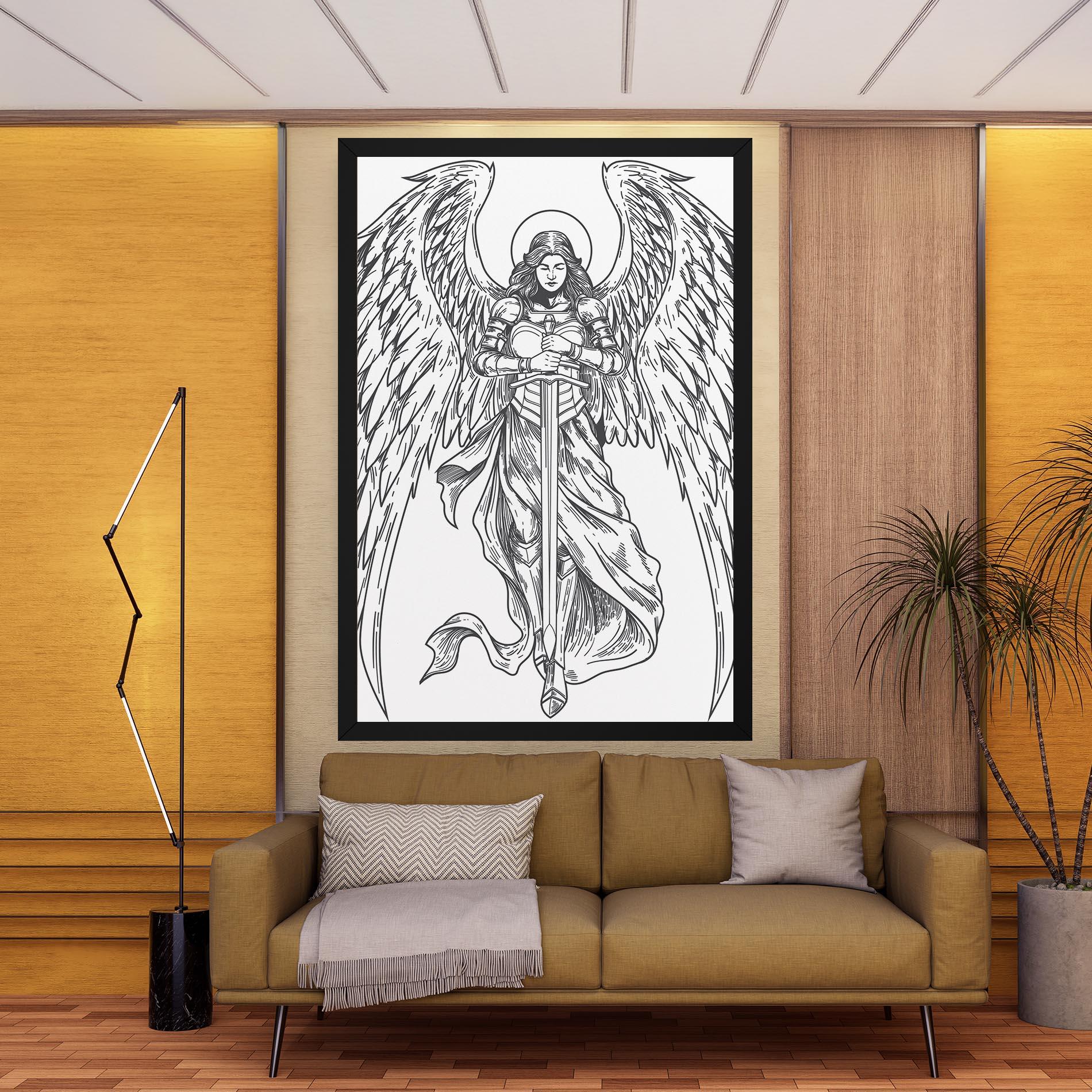 Leinwandbild Grey Line Angel mockup 9