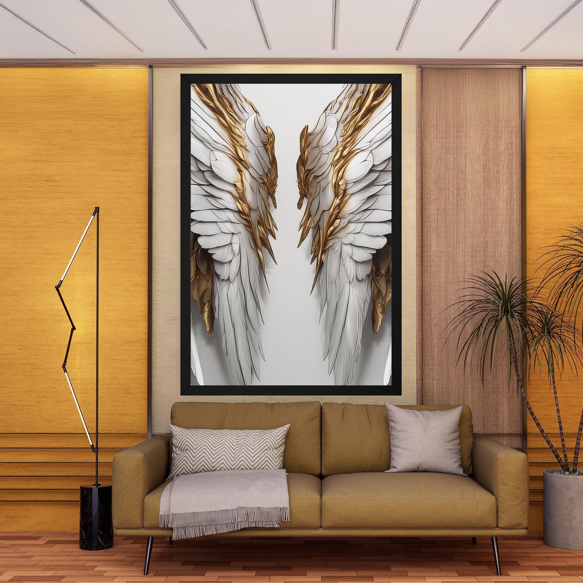 Leinwandbild Realistic Gold Angel Wings mockup 9