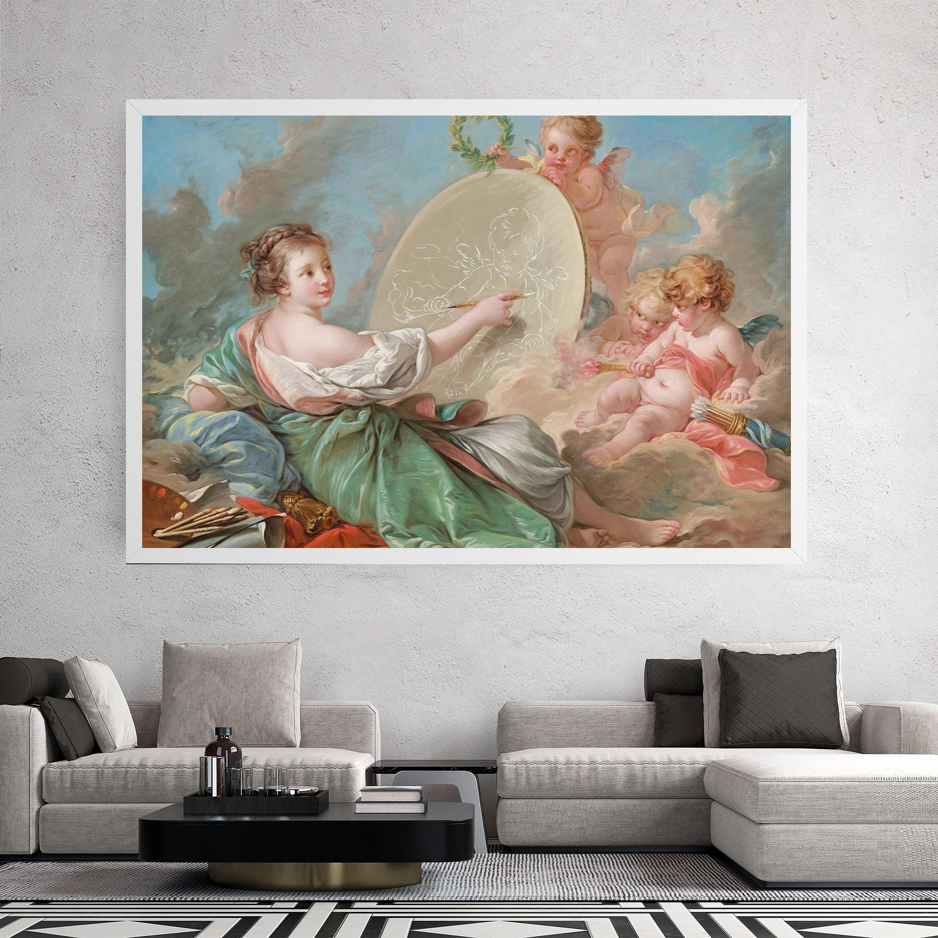 Leinwandbild Painting Cute Angels mockup 2