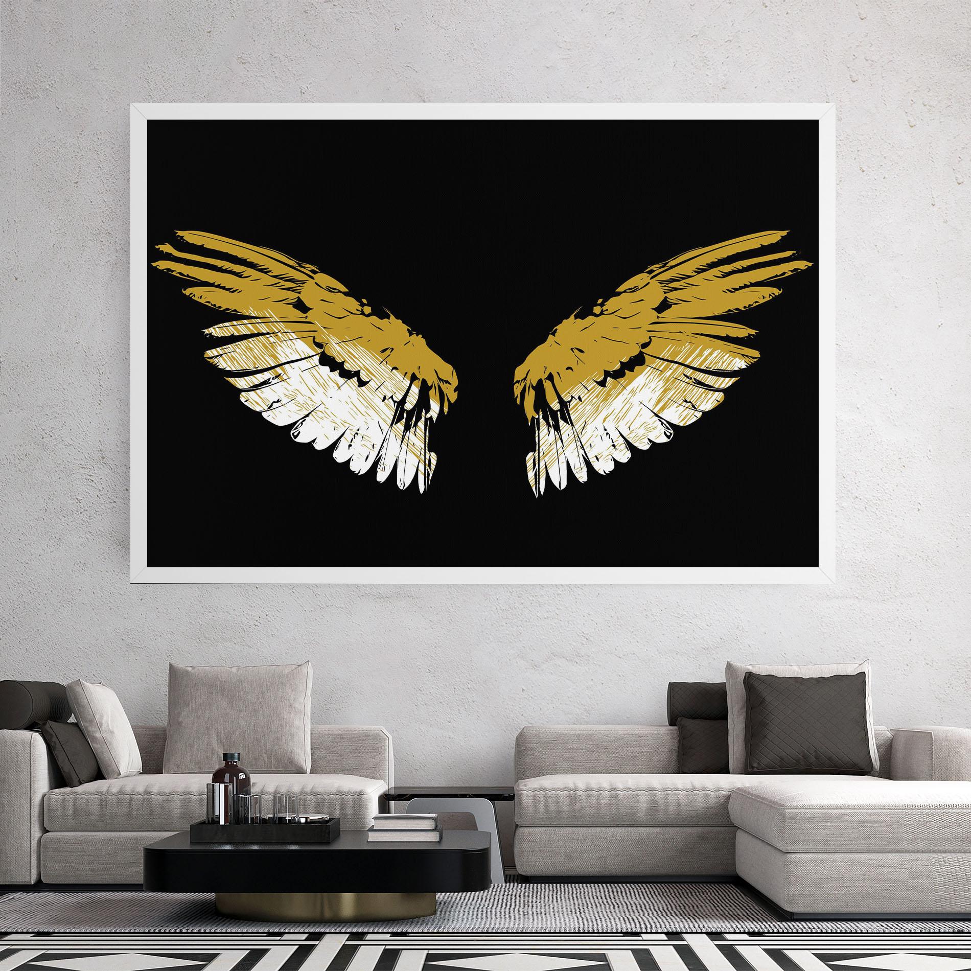 Leinwandbild White Yellow Wings mockup 2