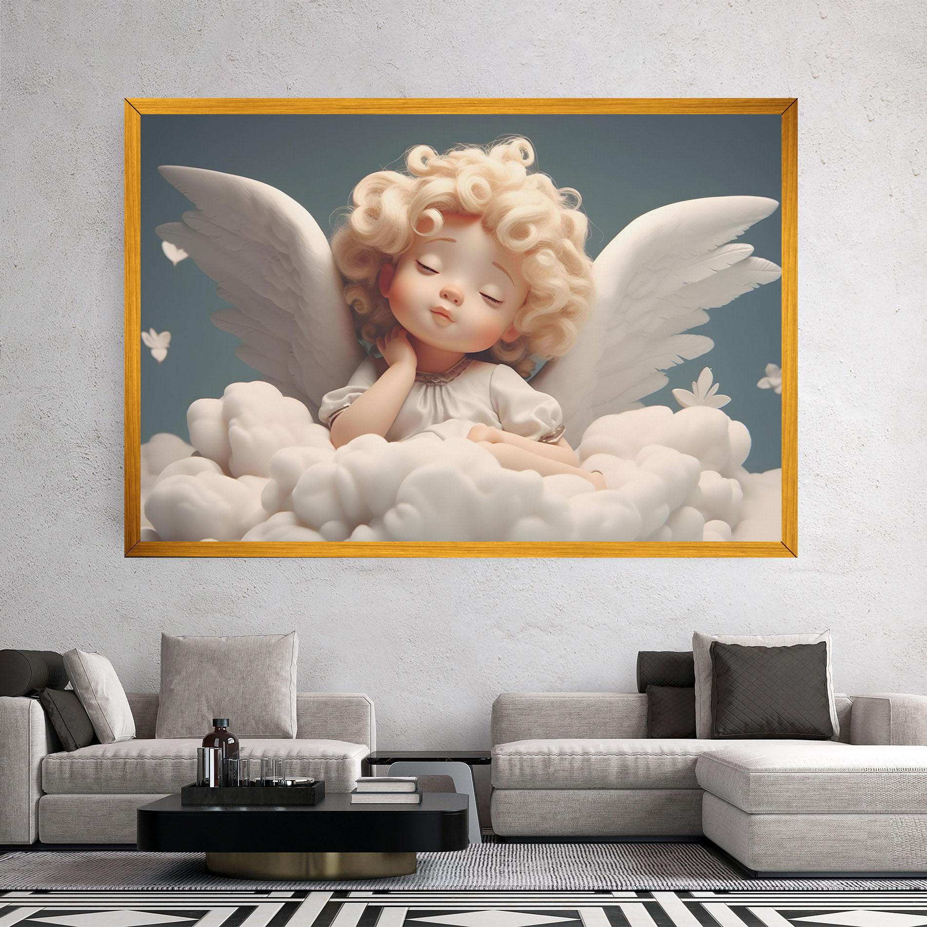 Leinwandbild Statue Baby Angel mockup 2