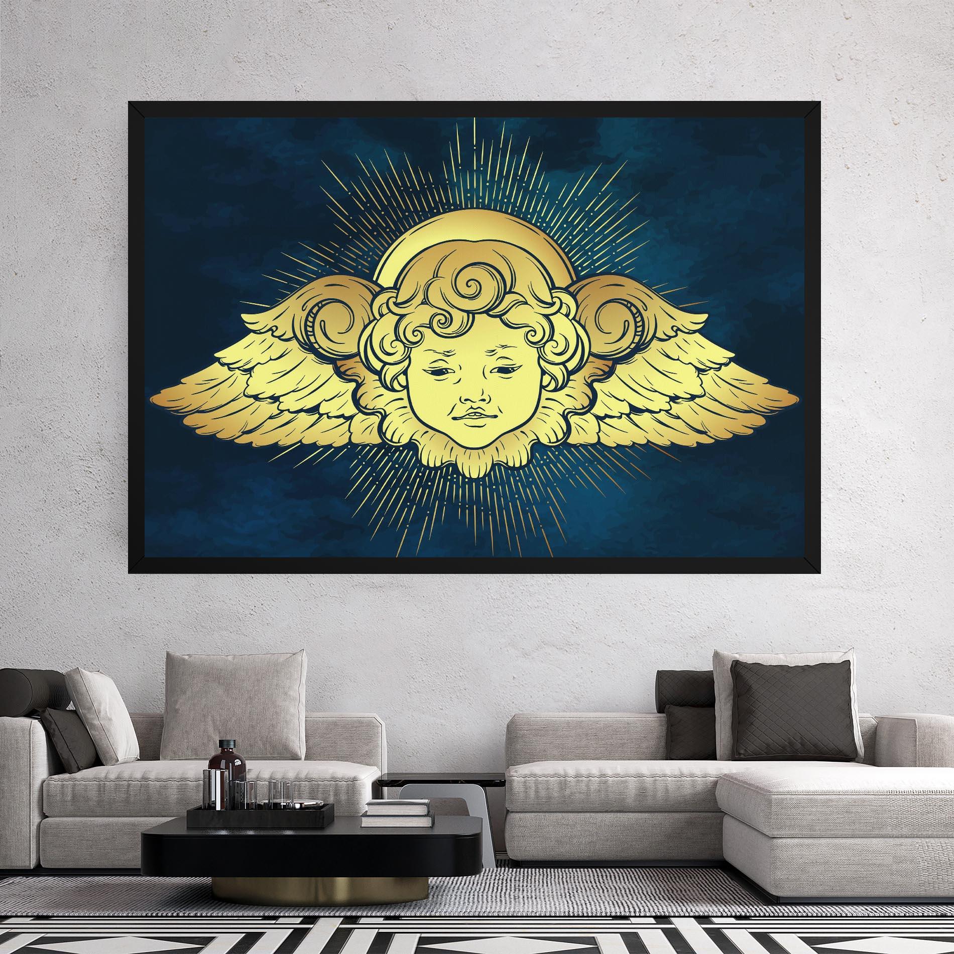 Leinwandbild Angel Gold Head mockup 2