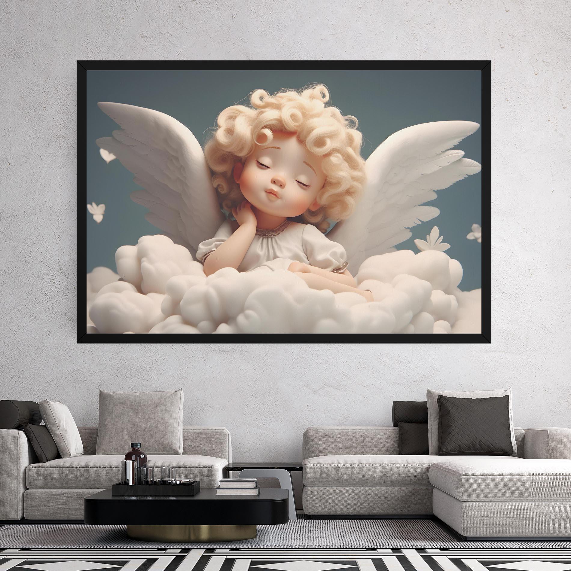 Leinwandbild Statue Baby Angel mockup 2