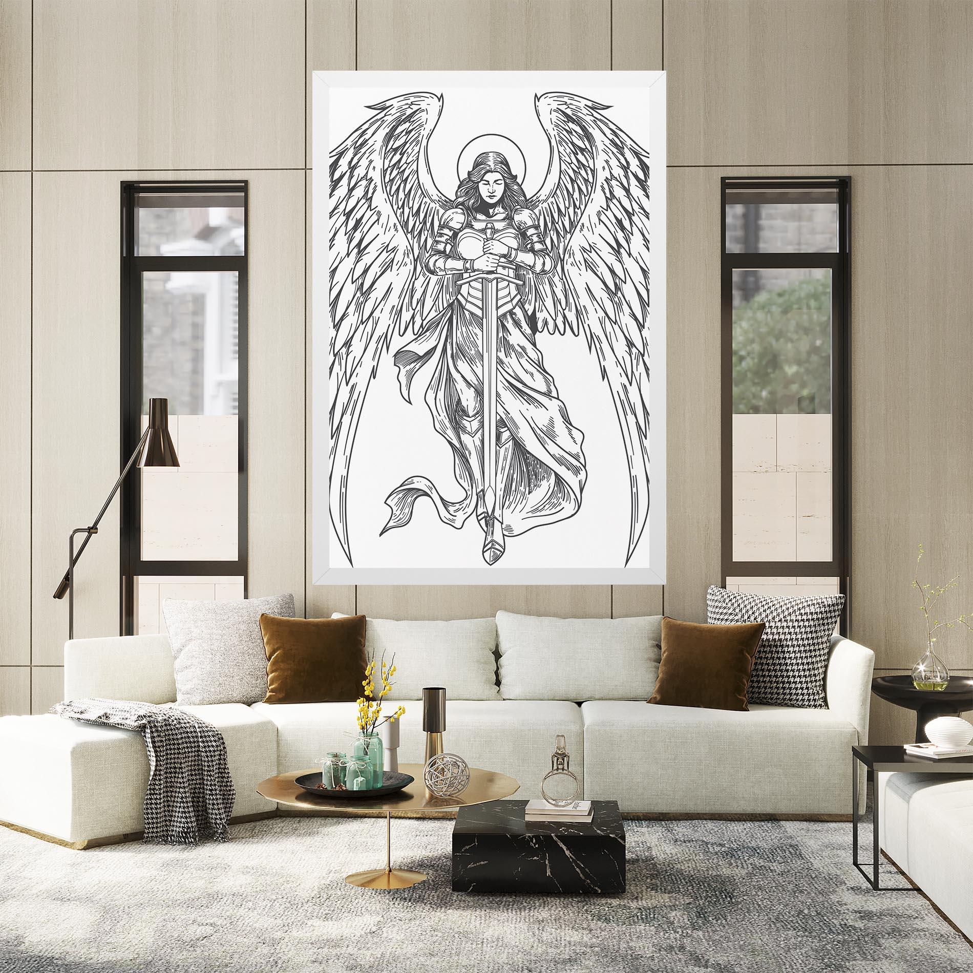 Leinwandbild Grey Line Angel mockup 2