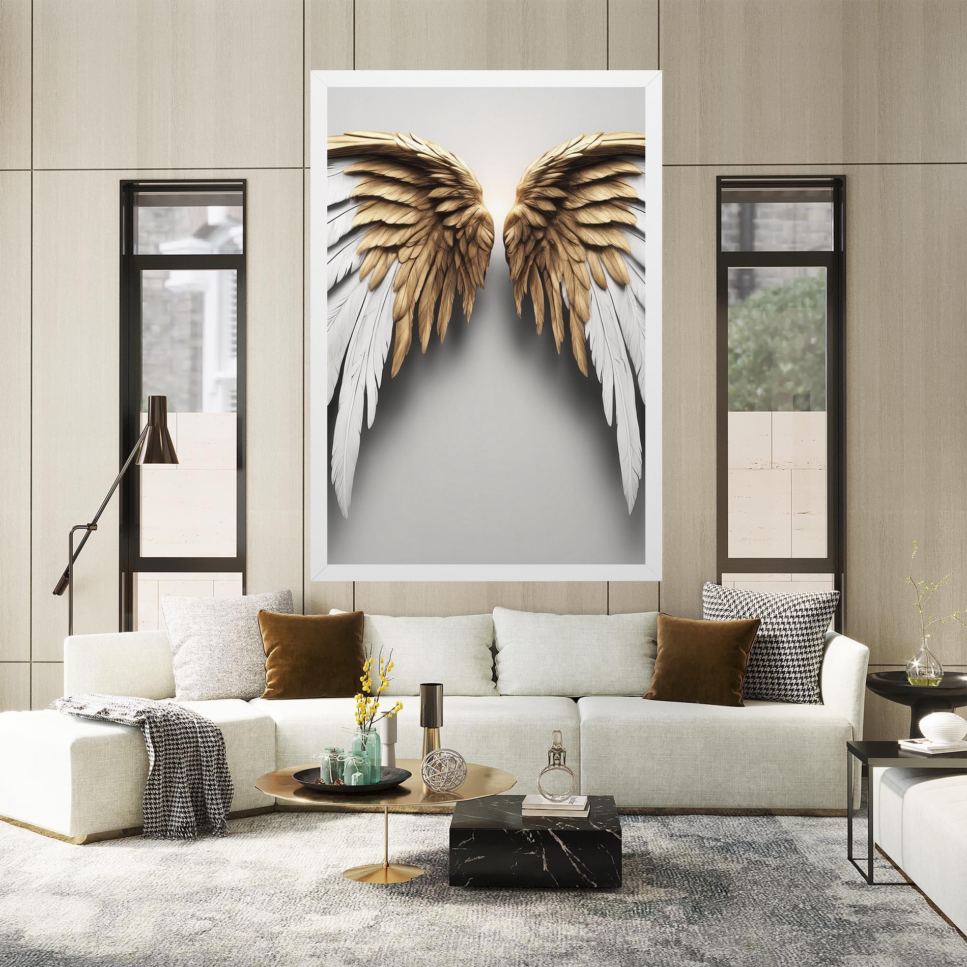 Leinwandbild Realistic Angel Wings mockup 2
