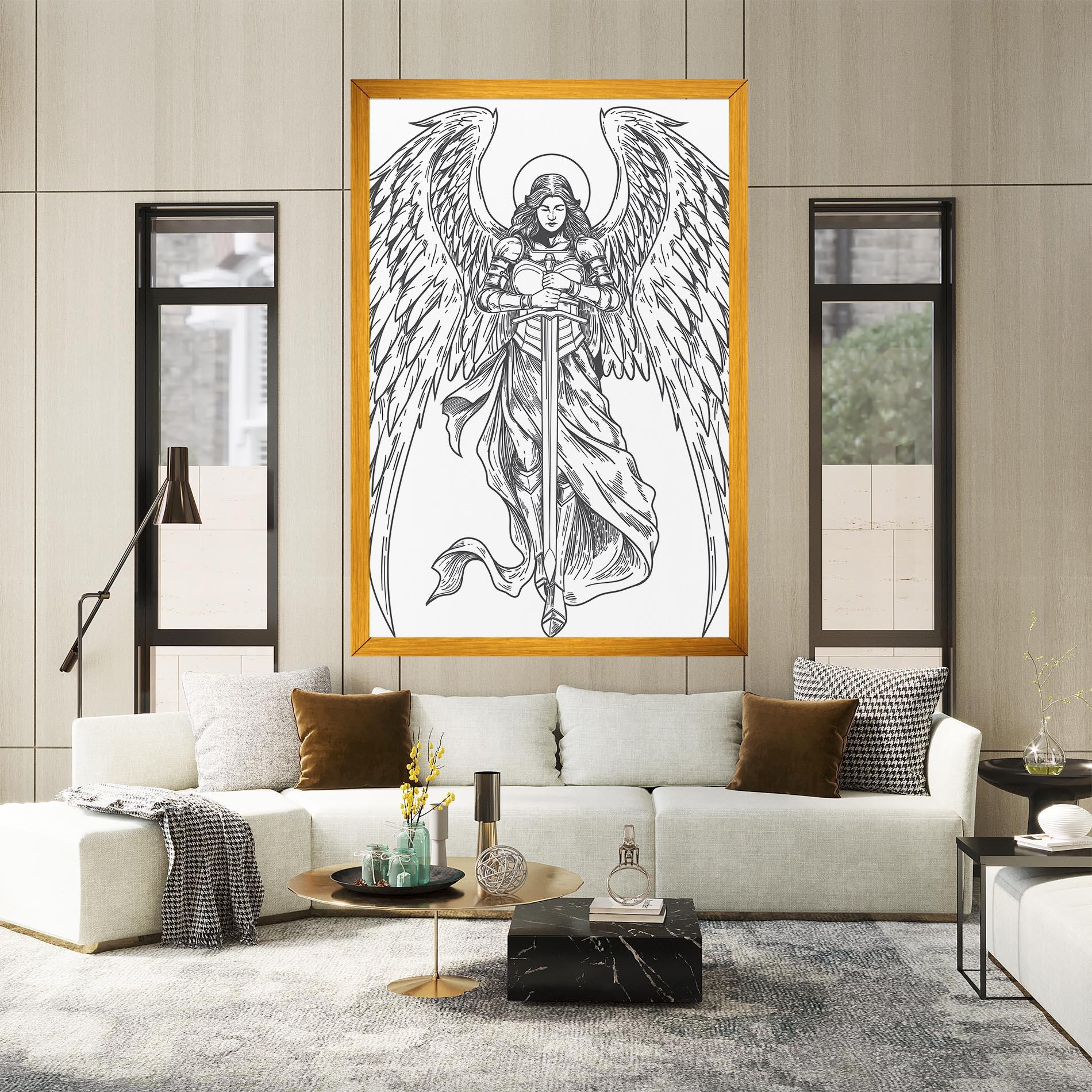 Leinwandbild Grey Line Angel mockup 2