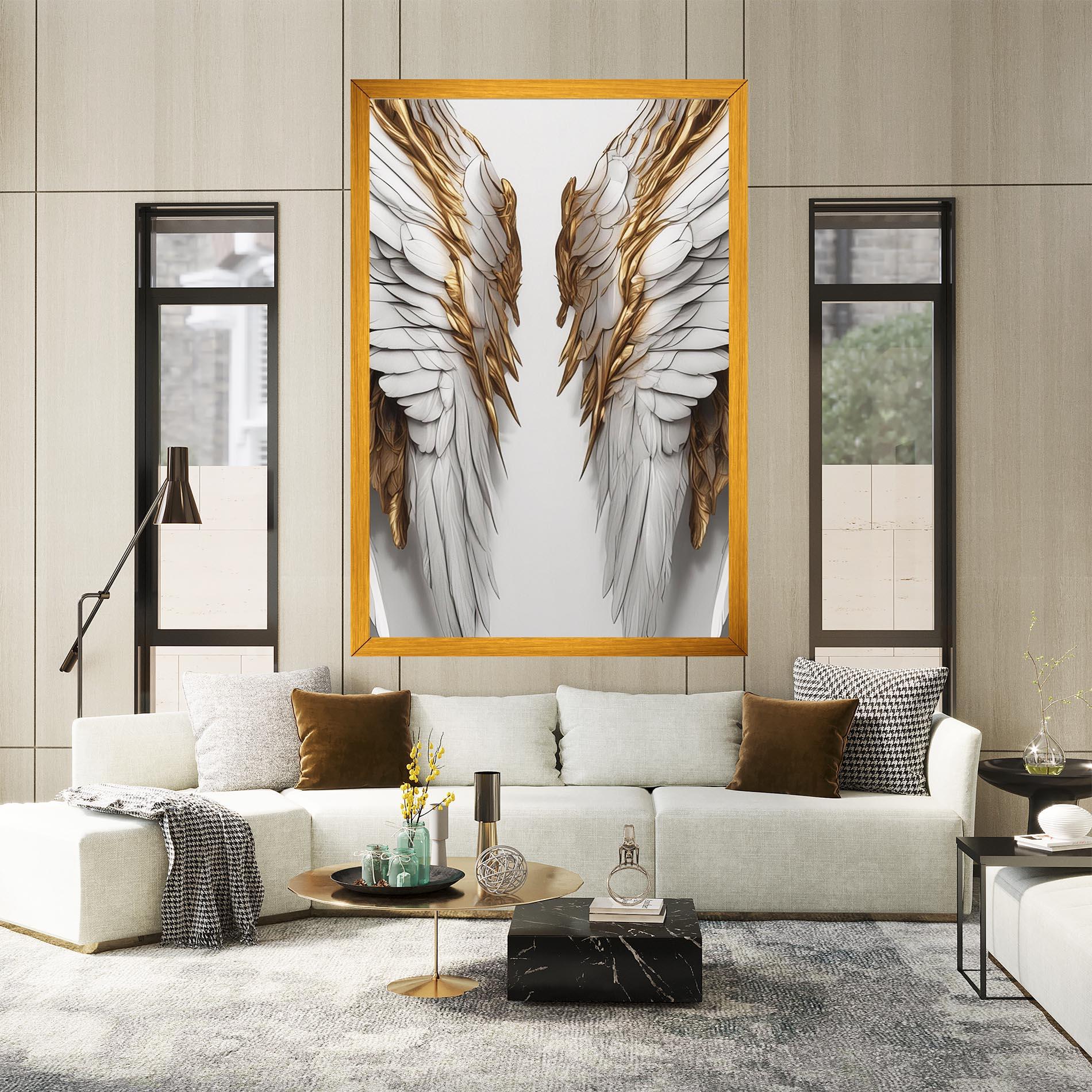 Leinwandbild Realistic Gold Angel Wings mockup 2