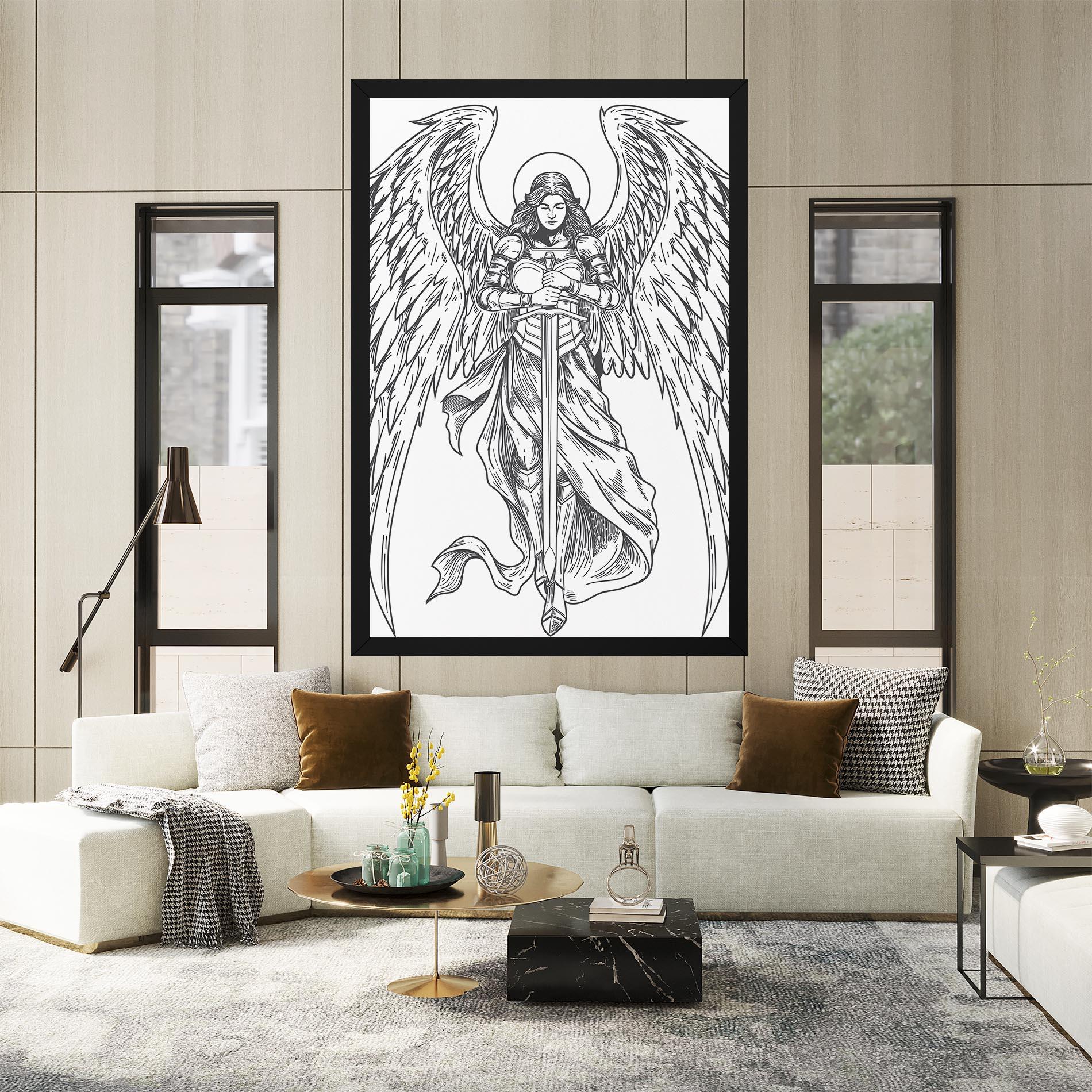 Leinwandbild Grey Line Angel mockup 2