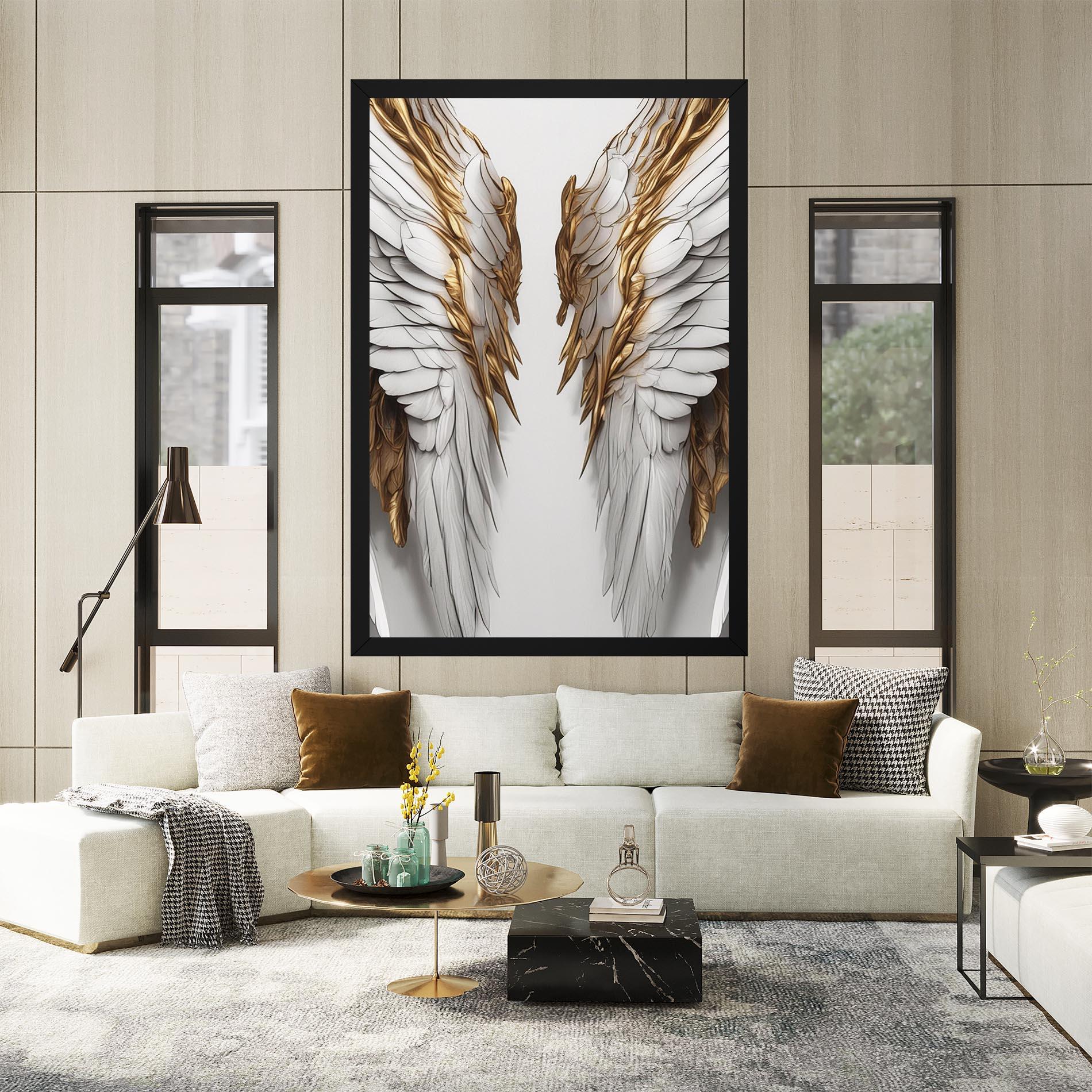 Leinwandbild Realistic Gold Angel Wings mockup 2