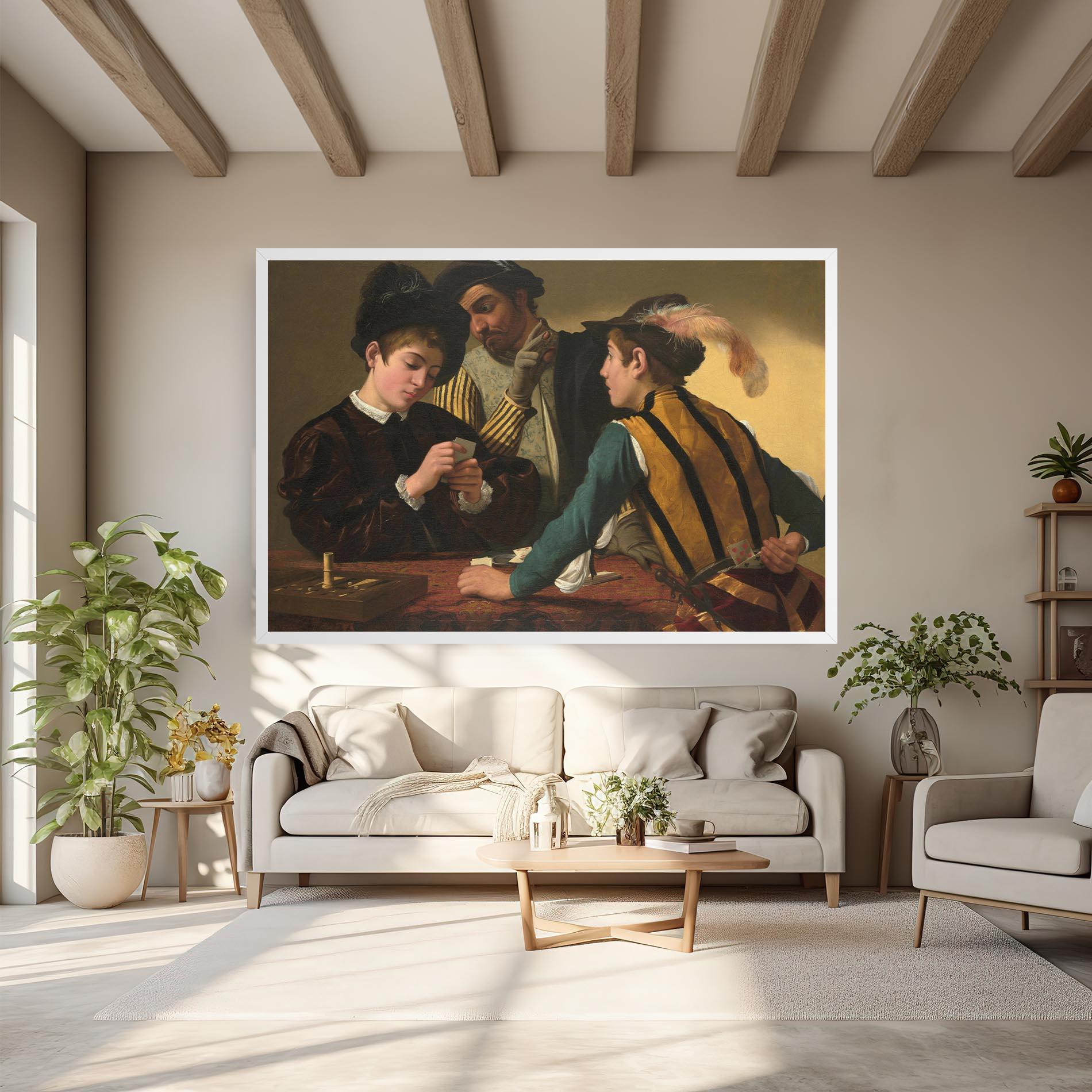 Leinwandbild Caravaggio The Cardsharps mockup 6