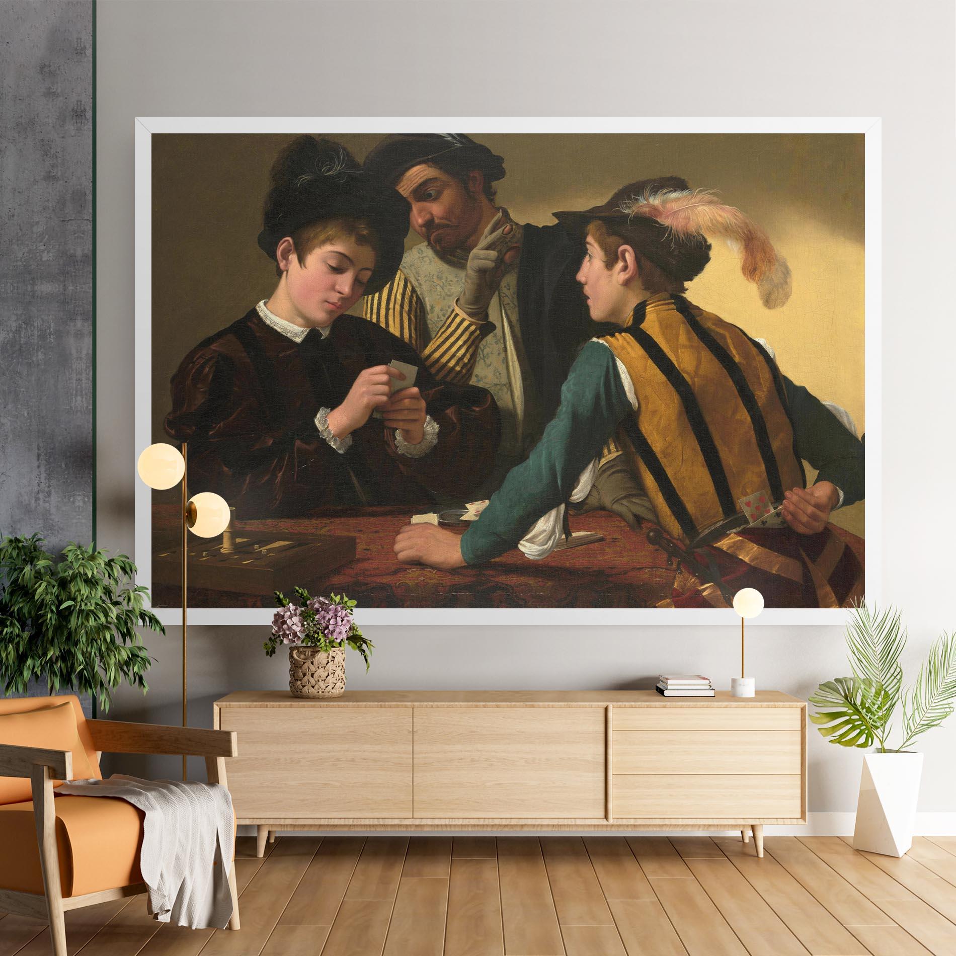 Leinwandbild Caravaggio The Cardsharps mockup 9