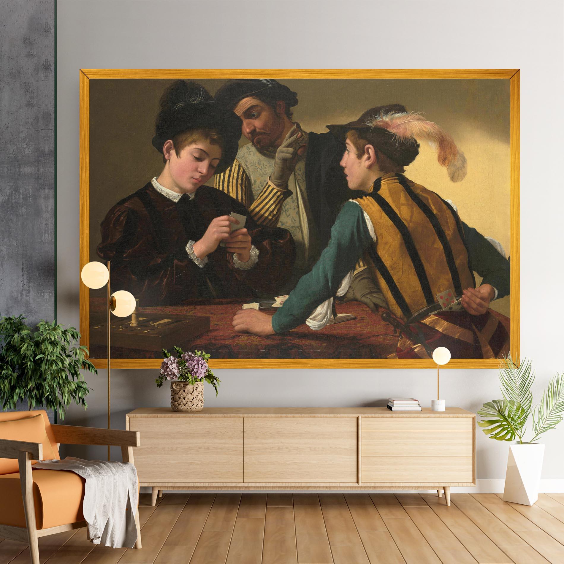 Leinwandbild Caravaggio The Cardsharps mockup 9