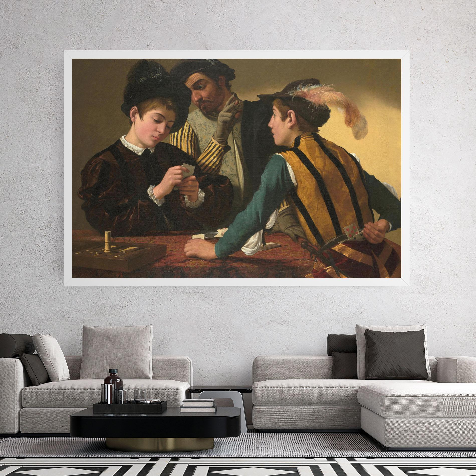Leinwandbild Caravaggio The Cardsharps mockup 2