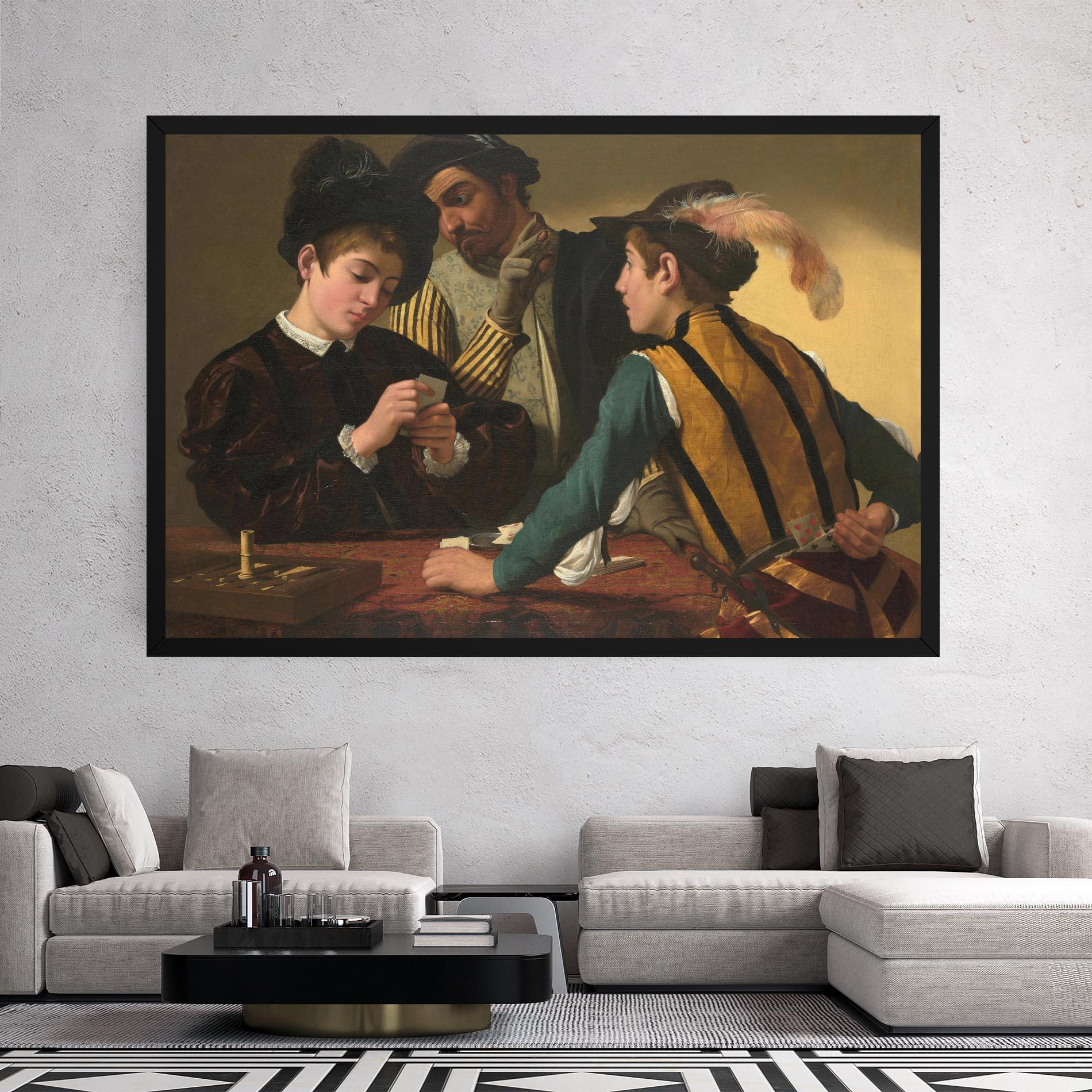 Leinwandbild Caravaggio The Cardsharps mockup 2