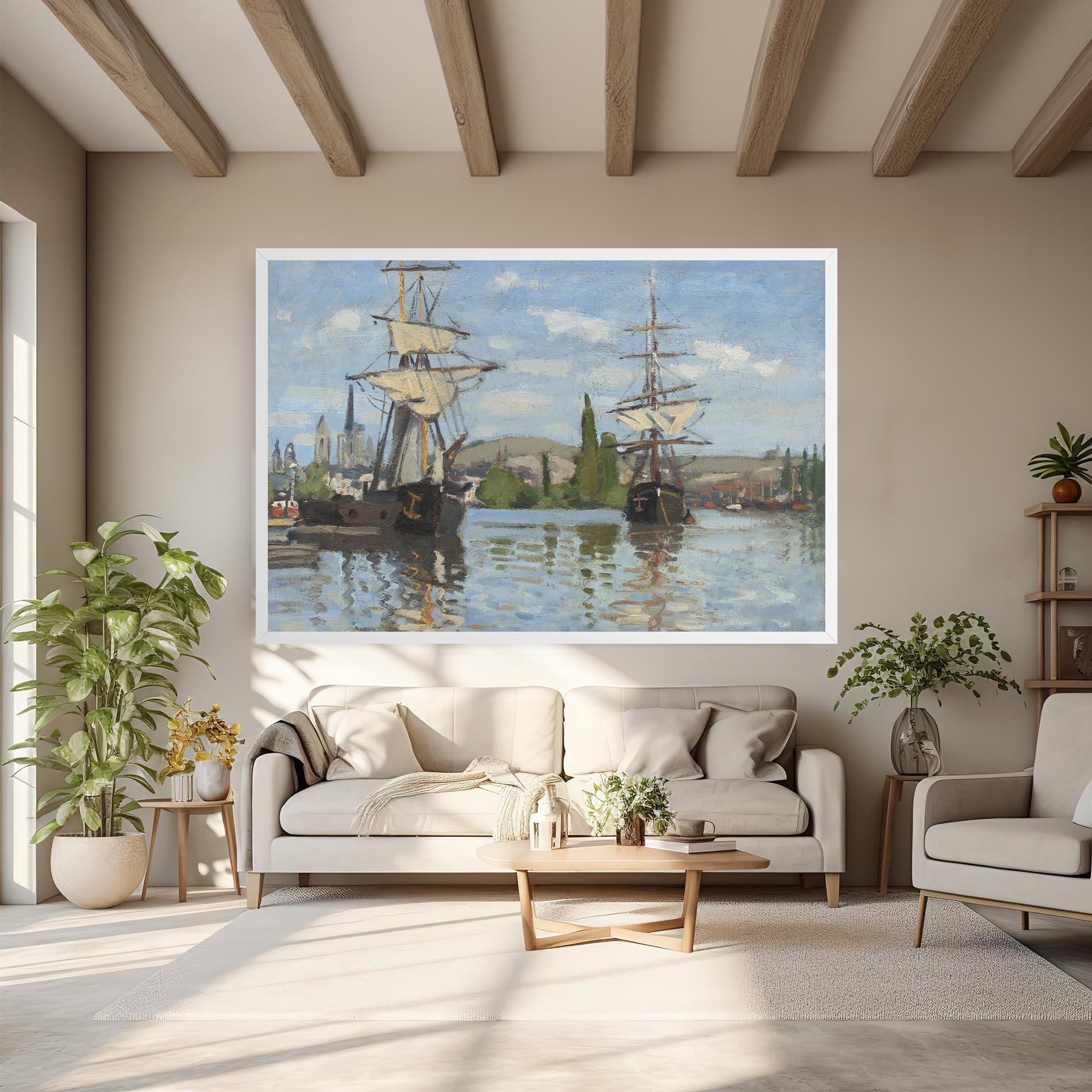 Leinwandbild Ships At Rouen mockup 6