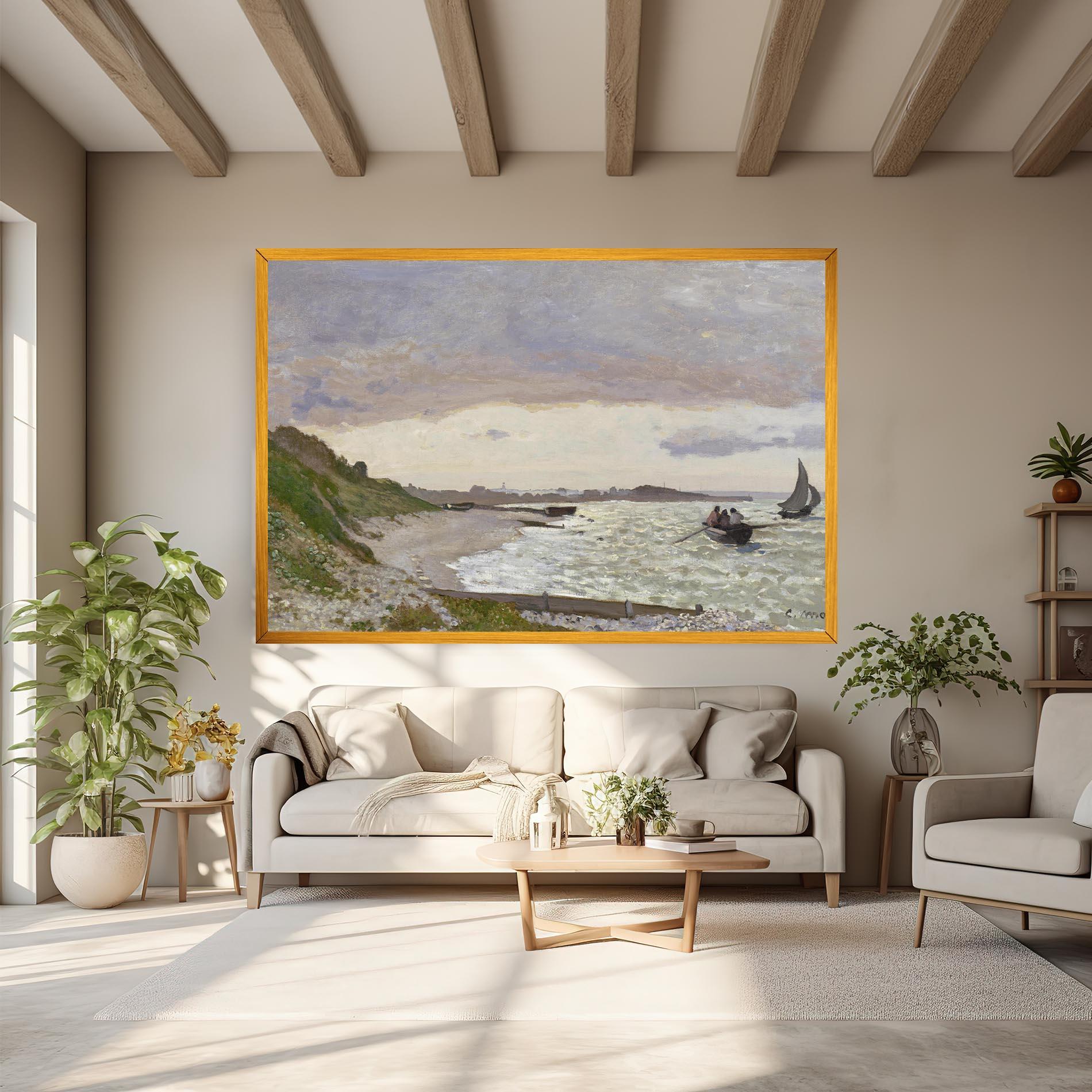 Leinwandbild Seashore At Sainte Adresse mockup 6
