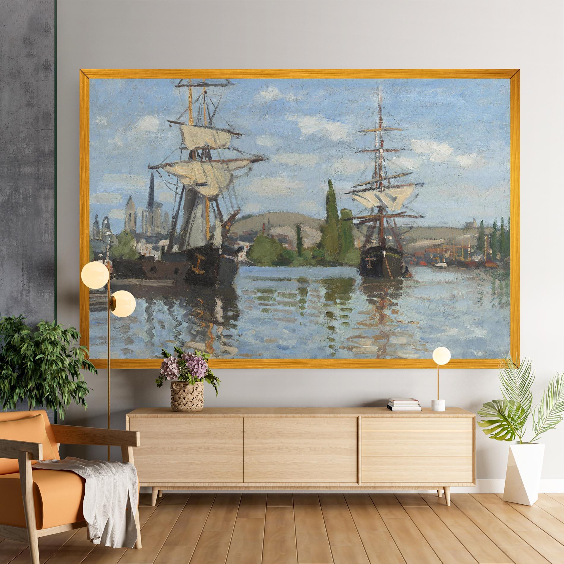 Leinwandbild Ships At Rouen mockup 9