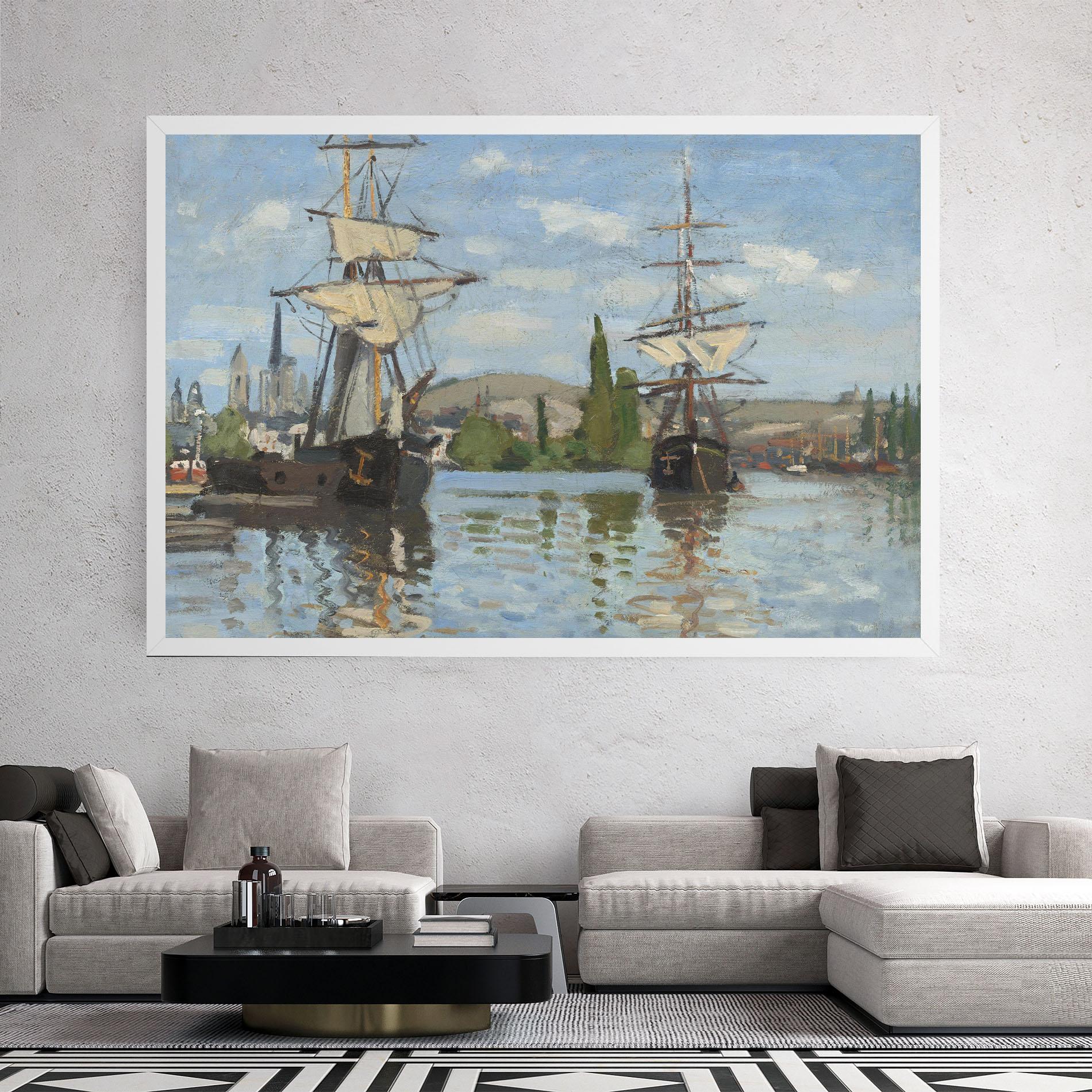 Leinwandbild Ships At Rouen mockup 2