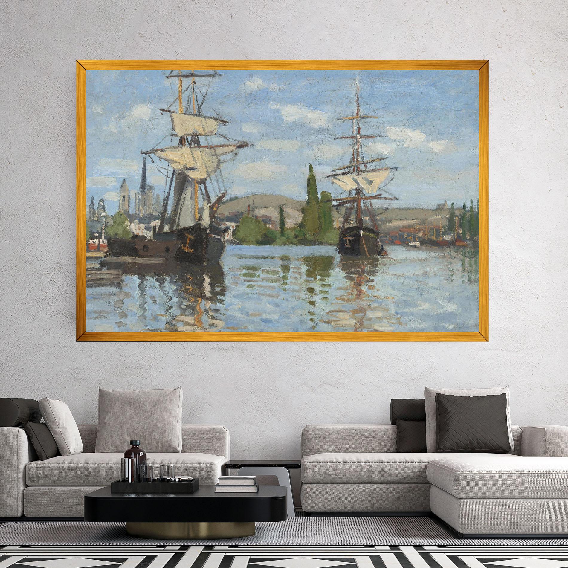 Leinwandbild Ships At Rouen mockup 2