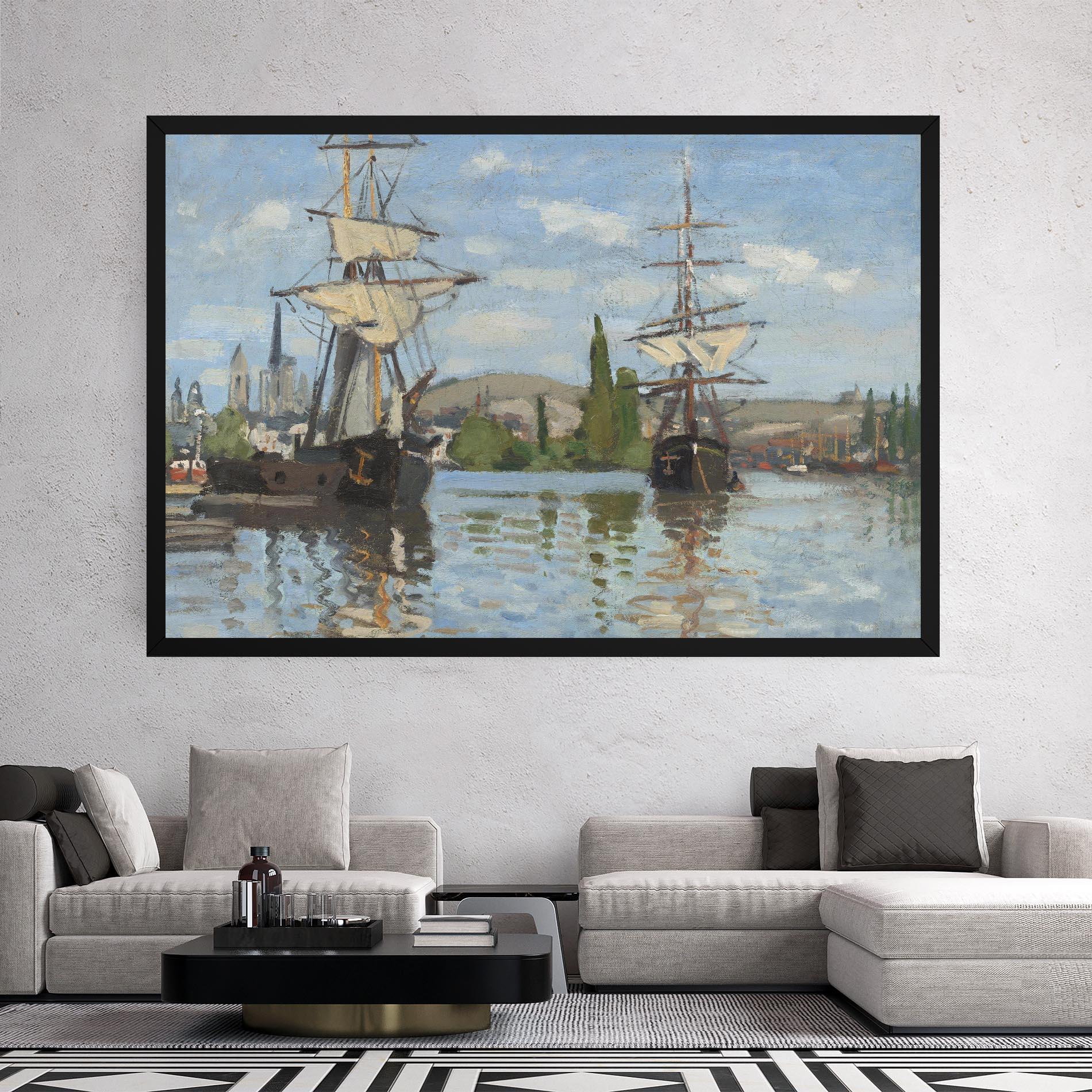 Leinwandbild Ships At Rouen mockup 2