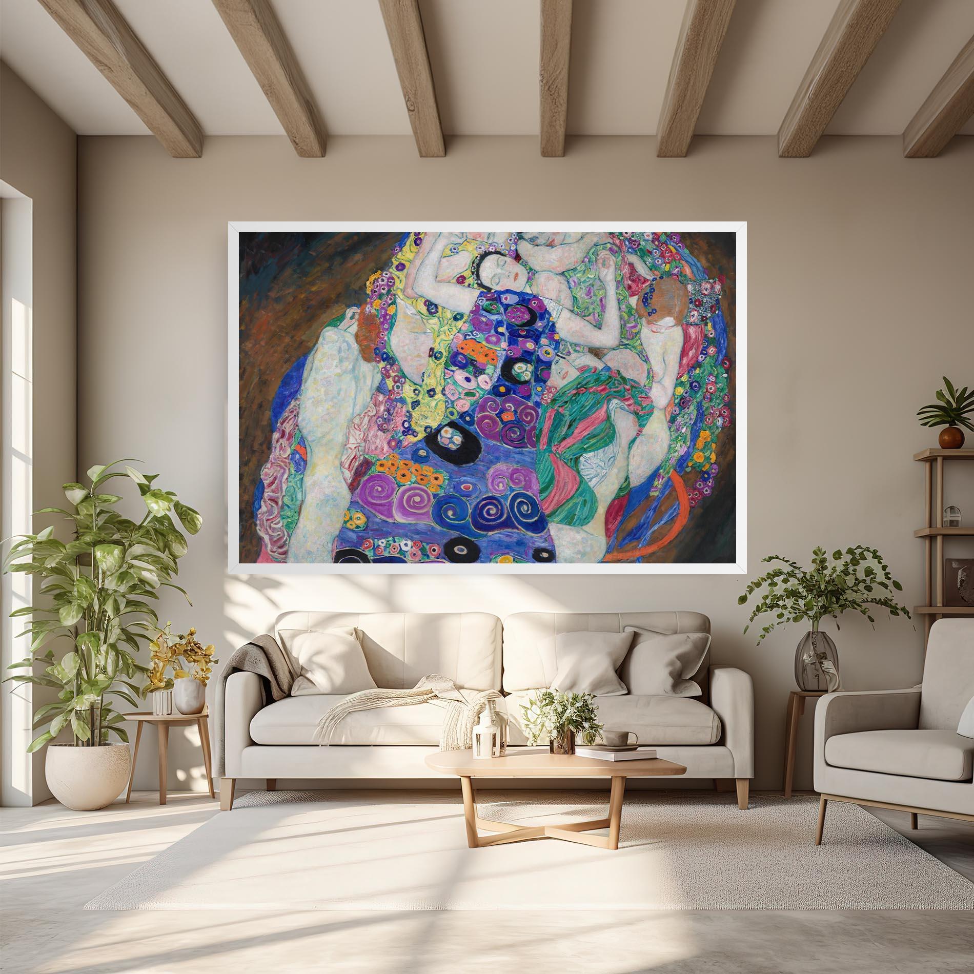 Leinwandbild Klimt Die Jungfrau mockup 6