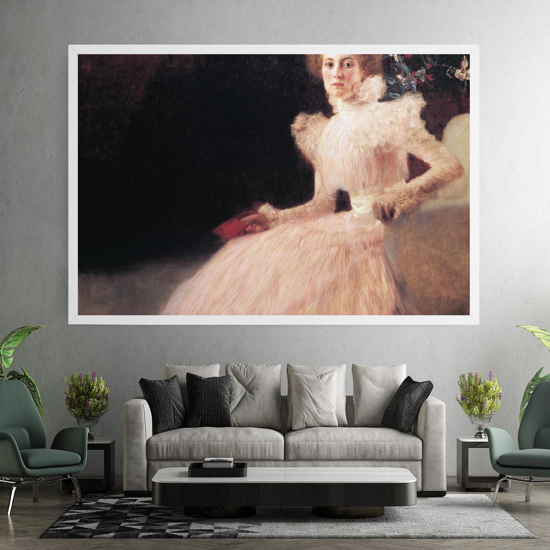 Leinwandbild Gustav Klimt Pink Dress mockup 7