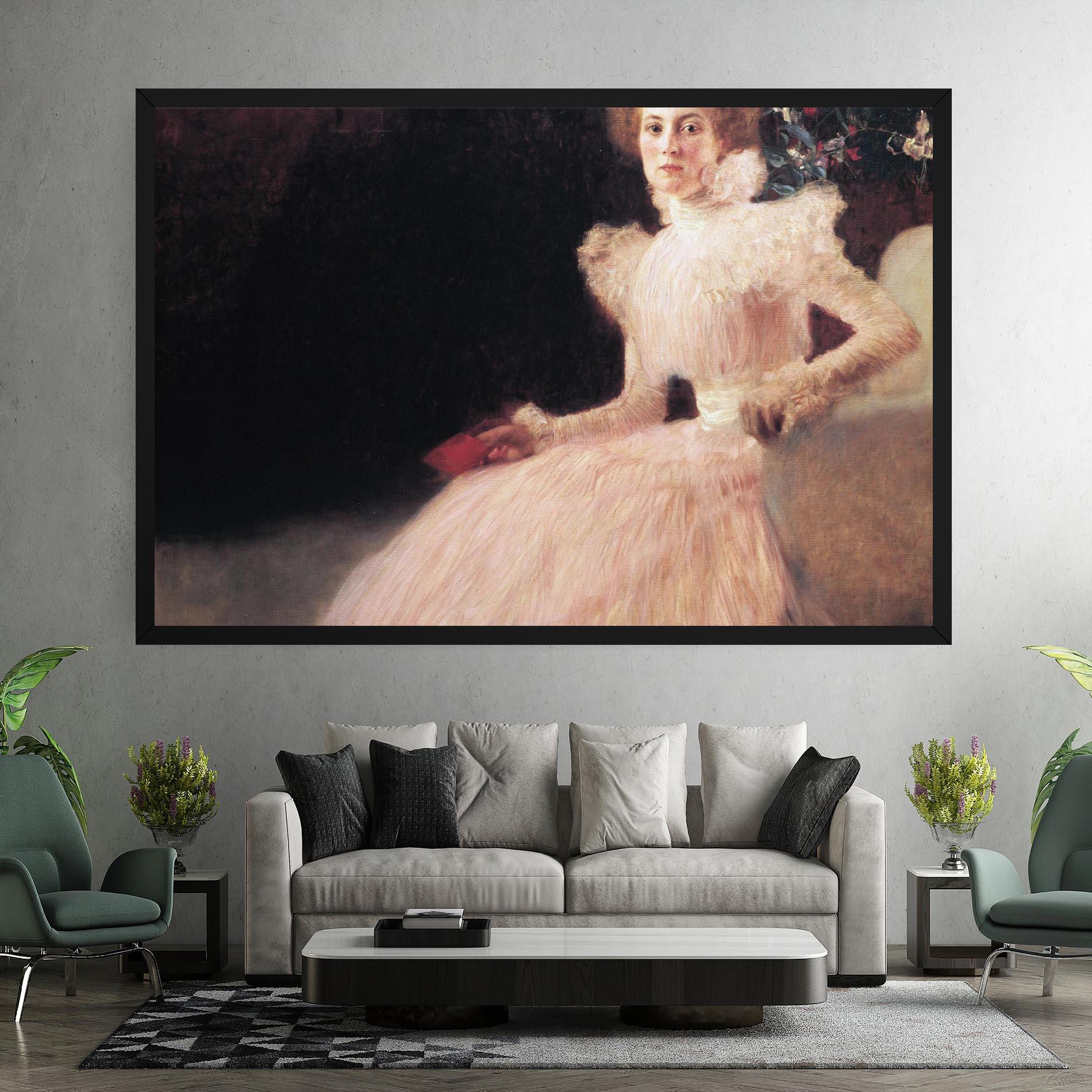 Leinwandbild Gustav Klimt Pink Dress mockup 7