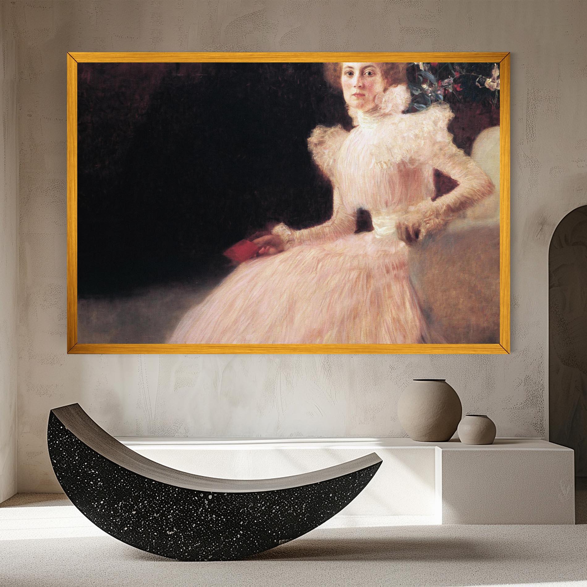 Leinwandbild Gustav Klimt Pink Dress mockup 8