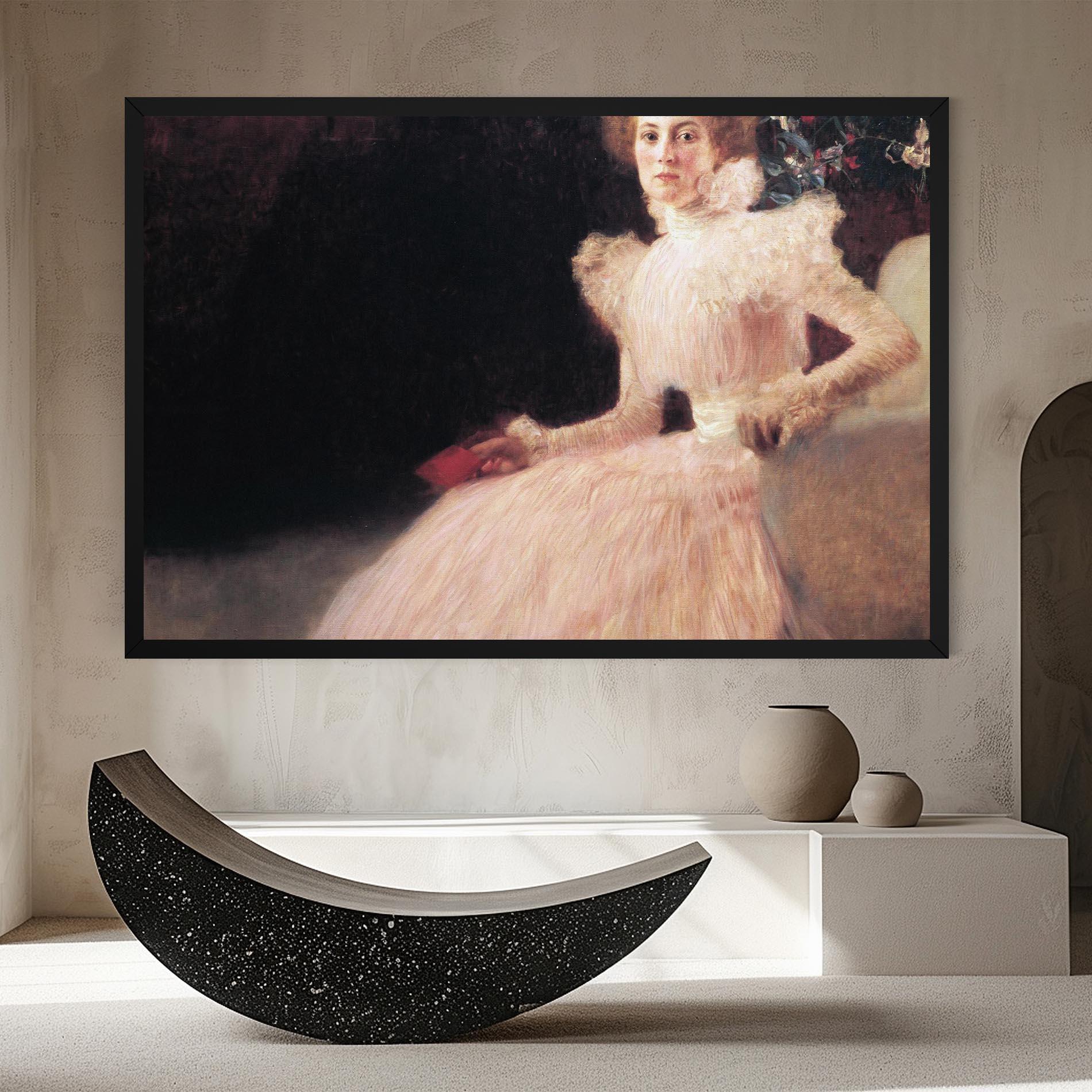 Leinwandbild Gustav Klimt Pink Dress mockup 8