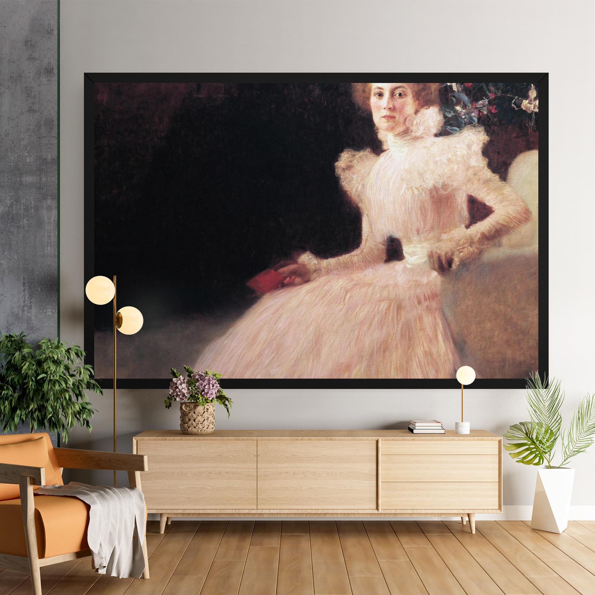 Leinwandbild Gustav Klimt Pink Dress mockup 9